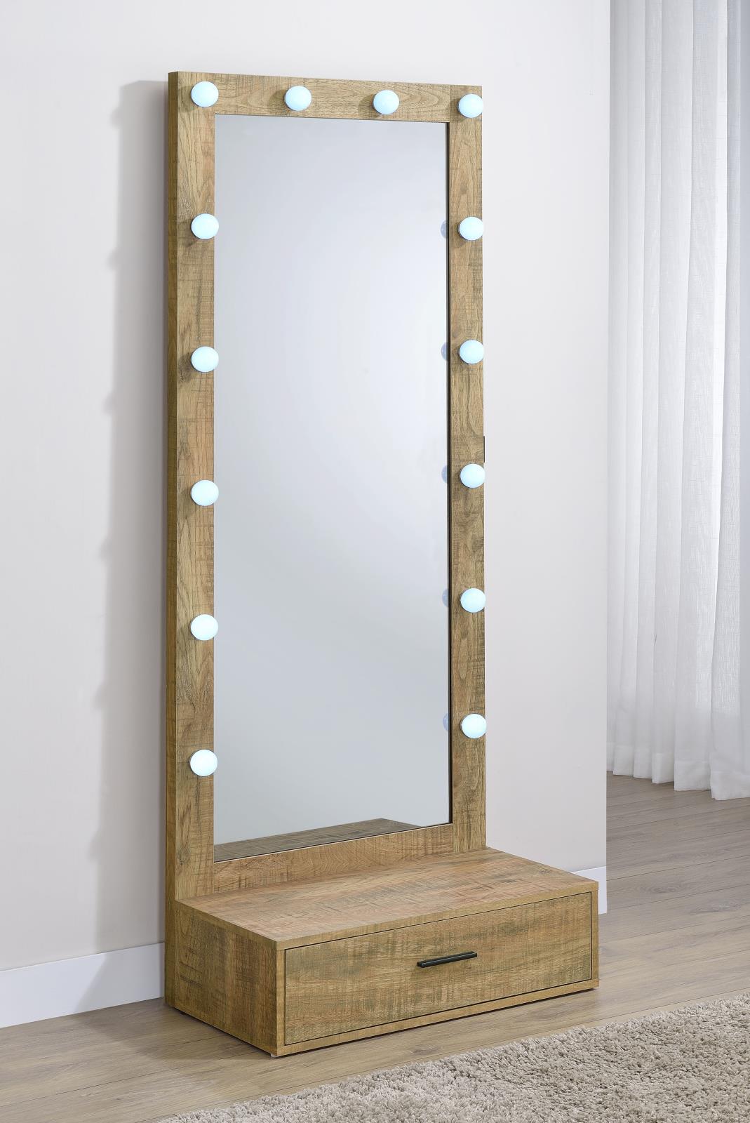 Spector 1-drawer Lighted Full-Length Floor Mirror Mango - Image 4
