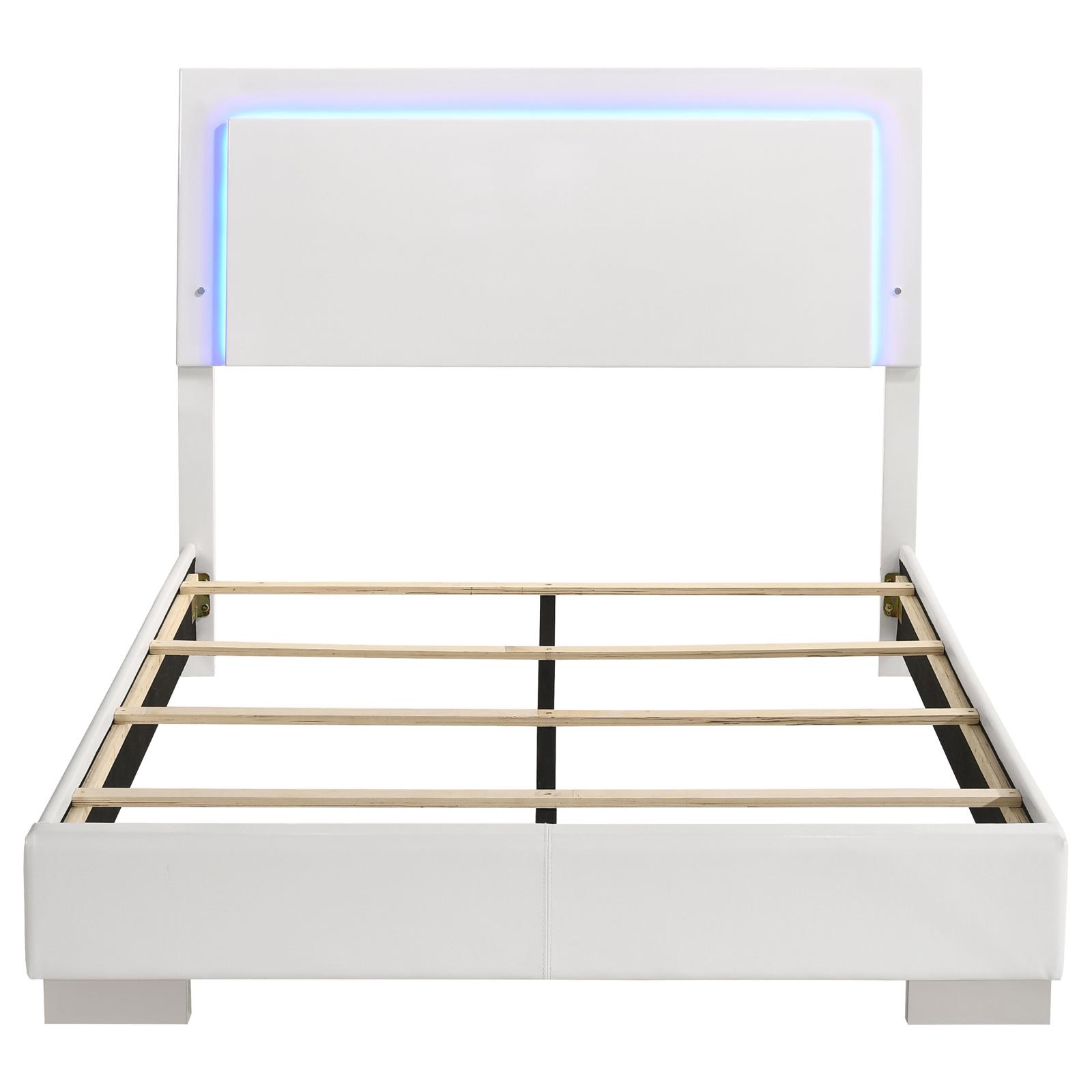 Felicity Wood Full LED Panel Bed White High Gloss - Image 4