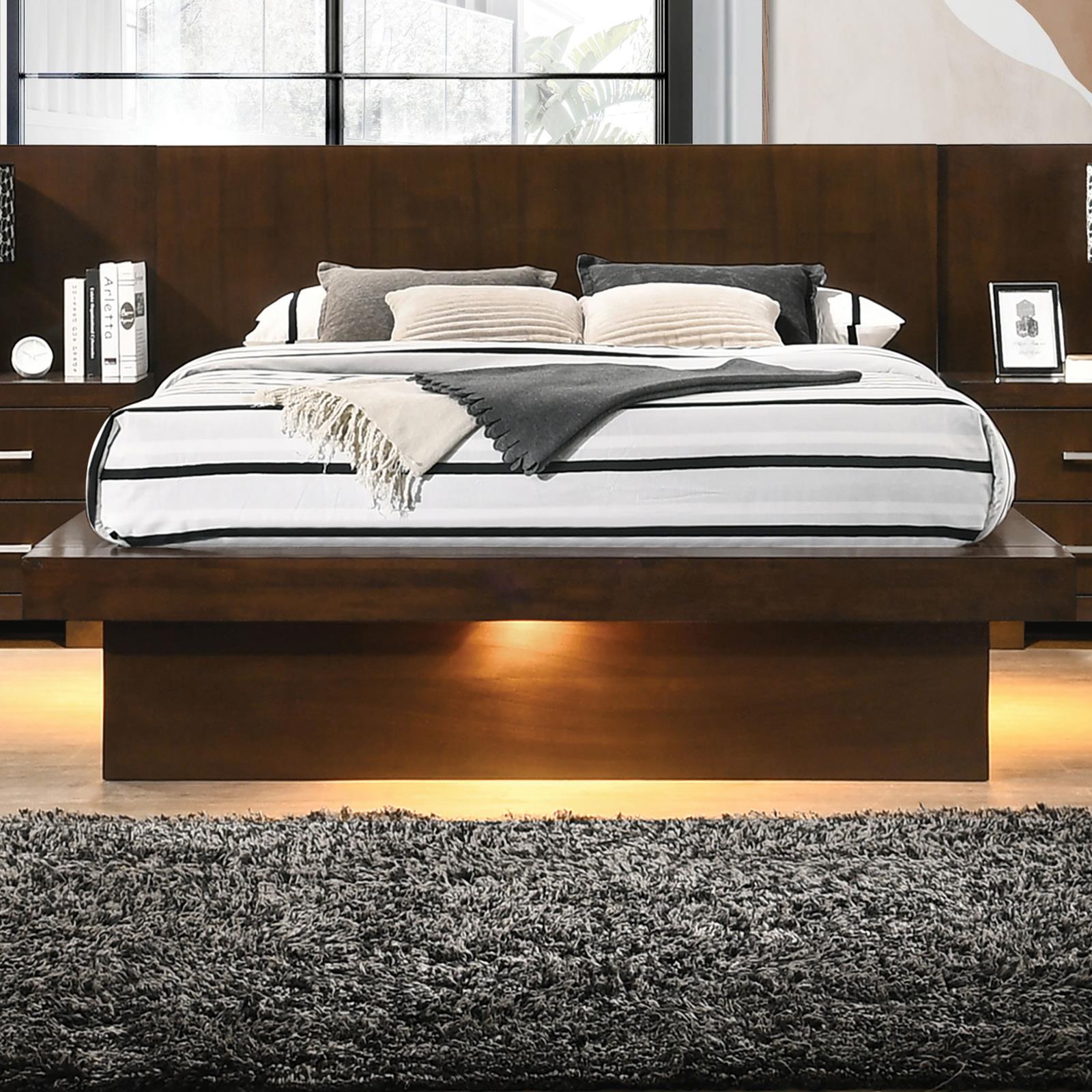 Jessica Wood Queen LED Panel Bed Cappuccino - Image 2
