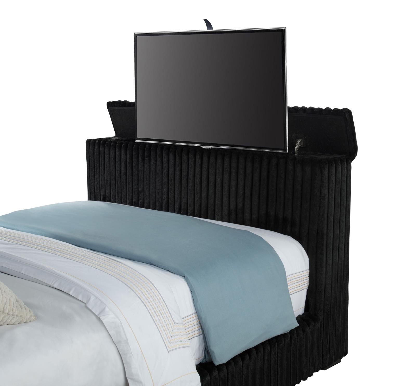 Centergrove Upholstered Queen Wingback TV Bed Black - Image 11
