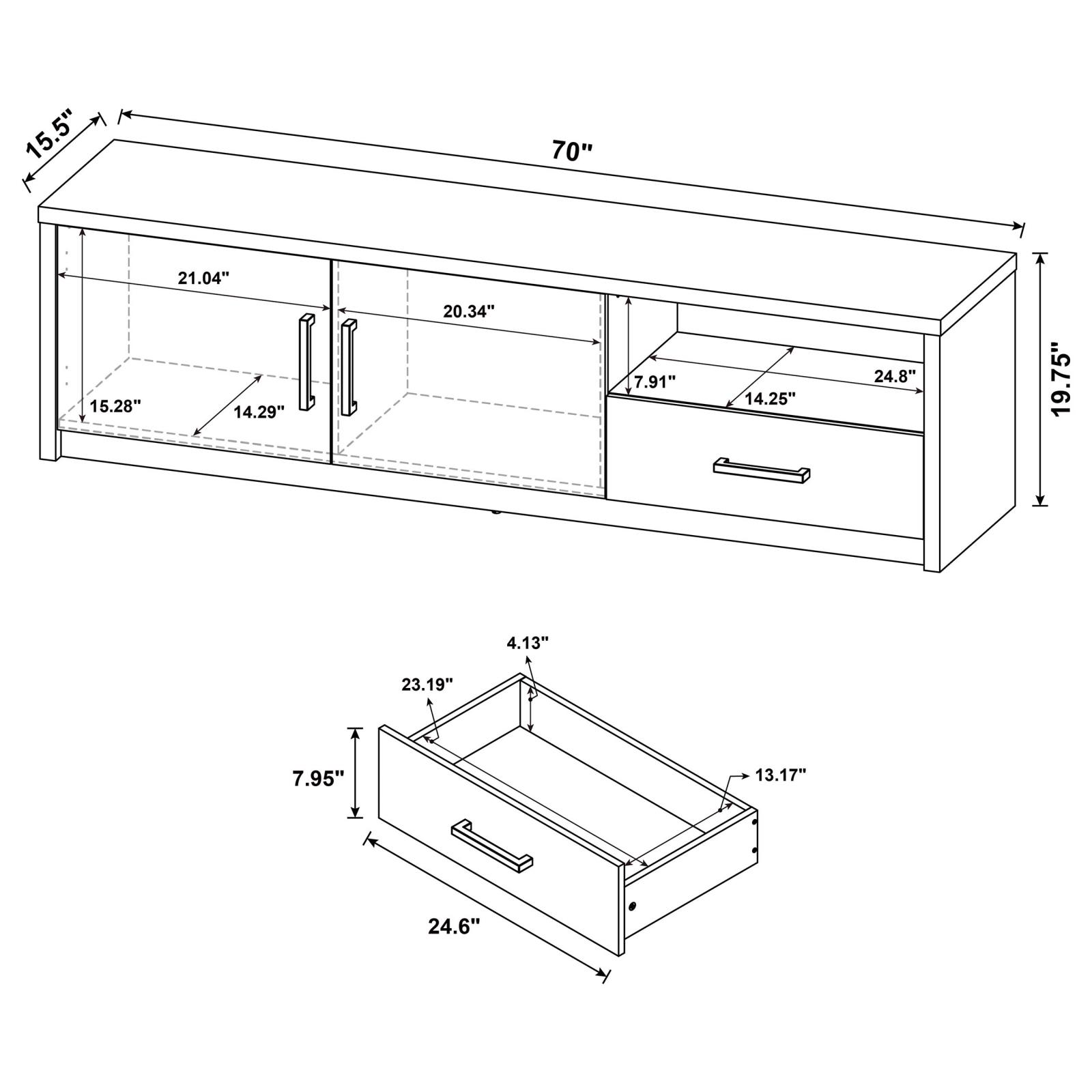 Murray 70-inch 2-door TV Stand Media Console Black - Image 11