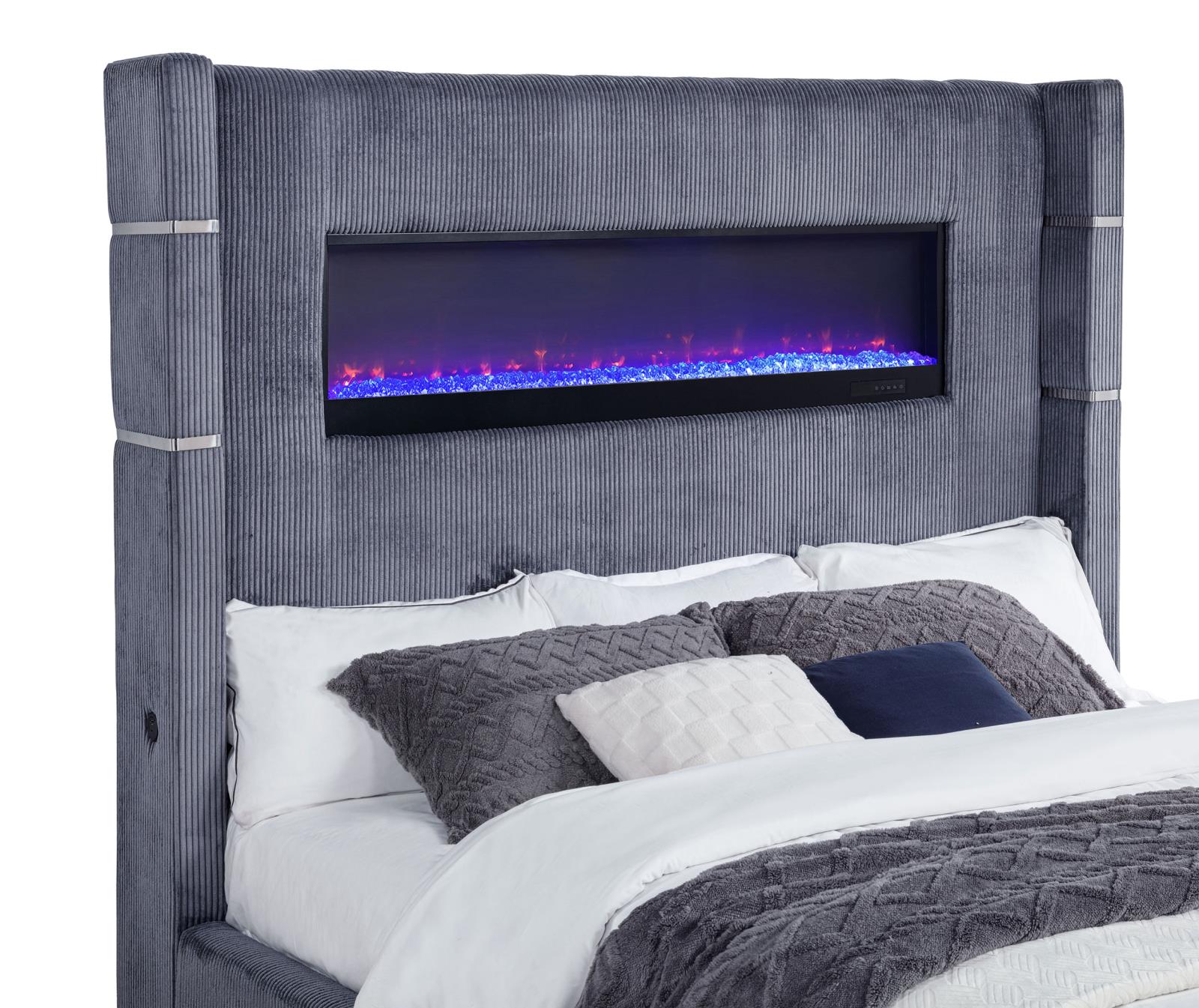 Tisdall Upholstered Cal King Flame Visualizer Bed - Image 7