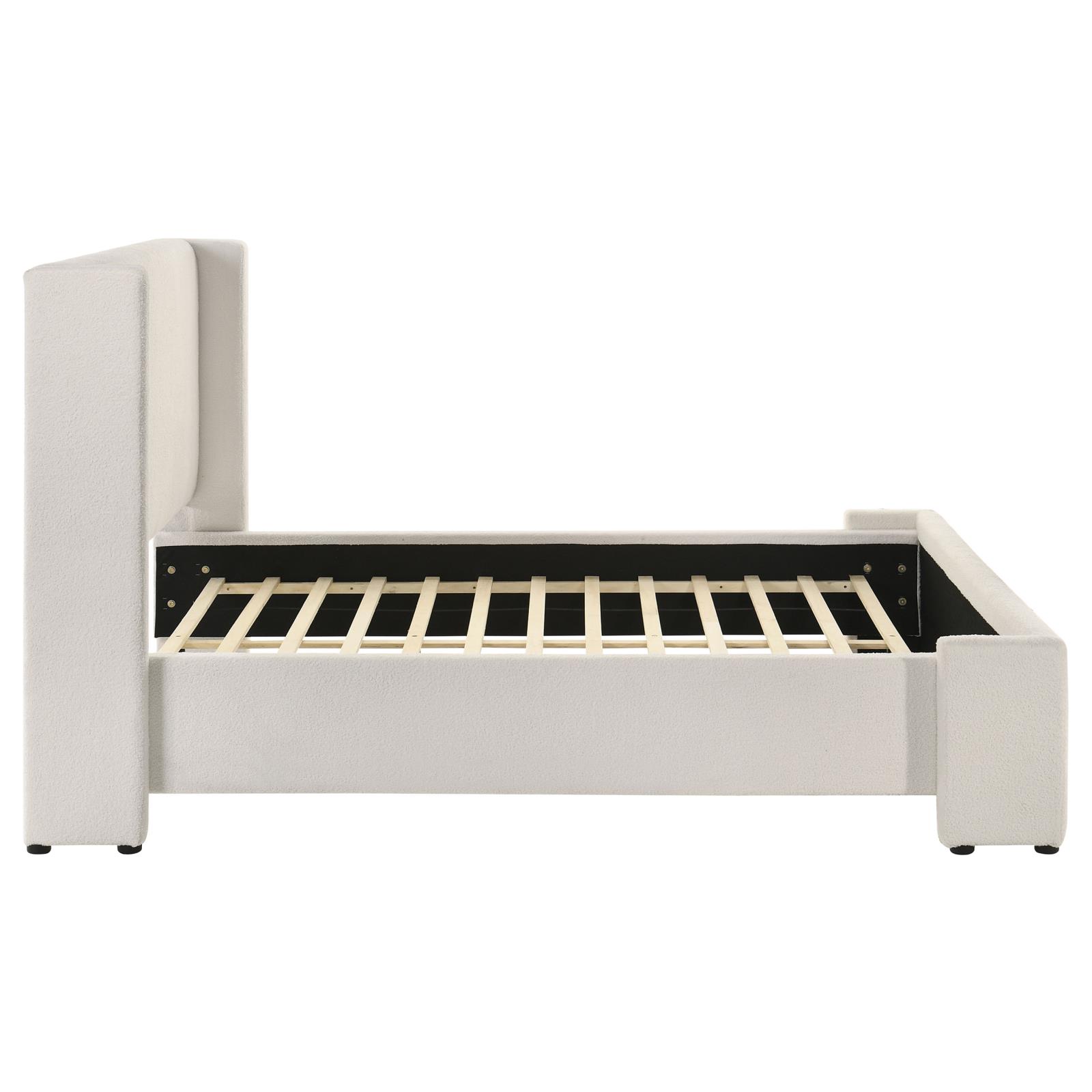 Alamosa Boucle Upholstered Queen Wingback Bed White - Image 6