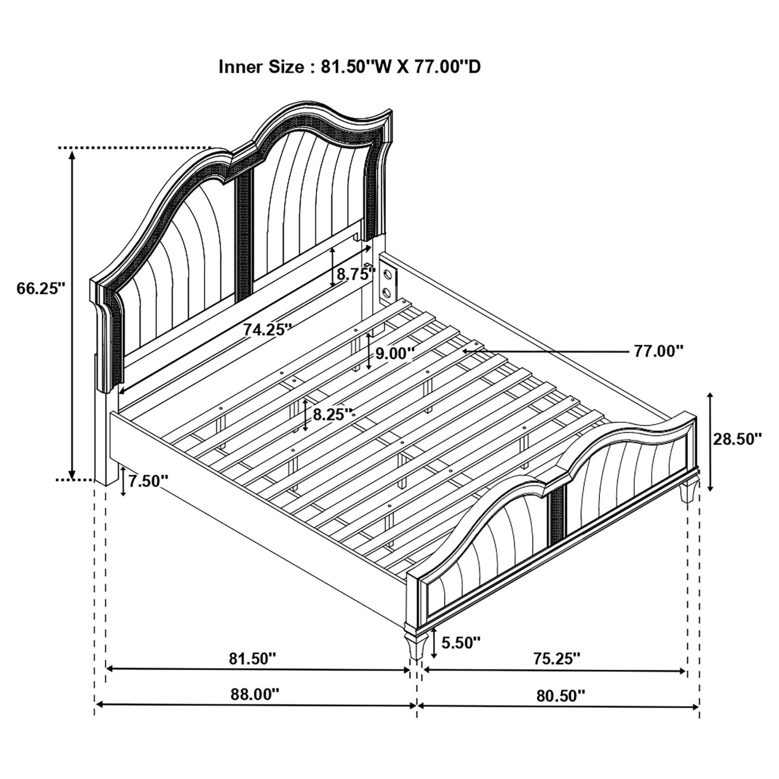 Evangeline Wood Eastern King LED Panel Bed Silver Oak - Image 10