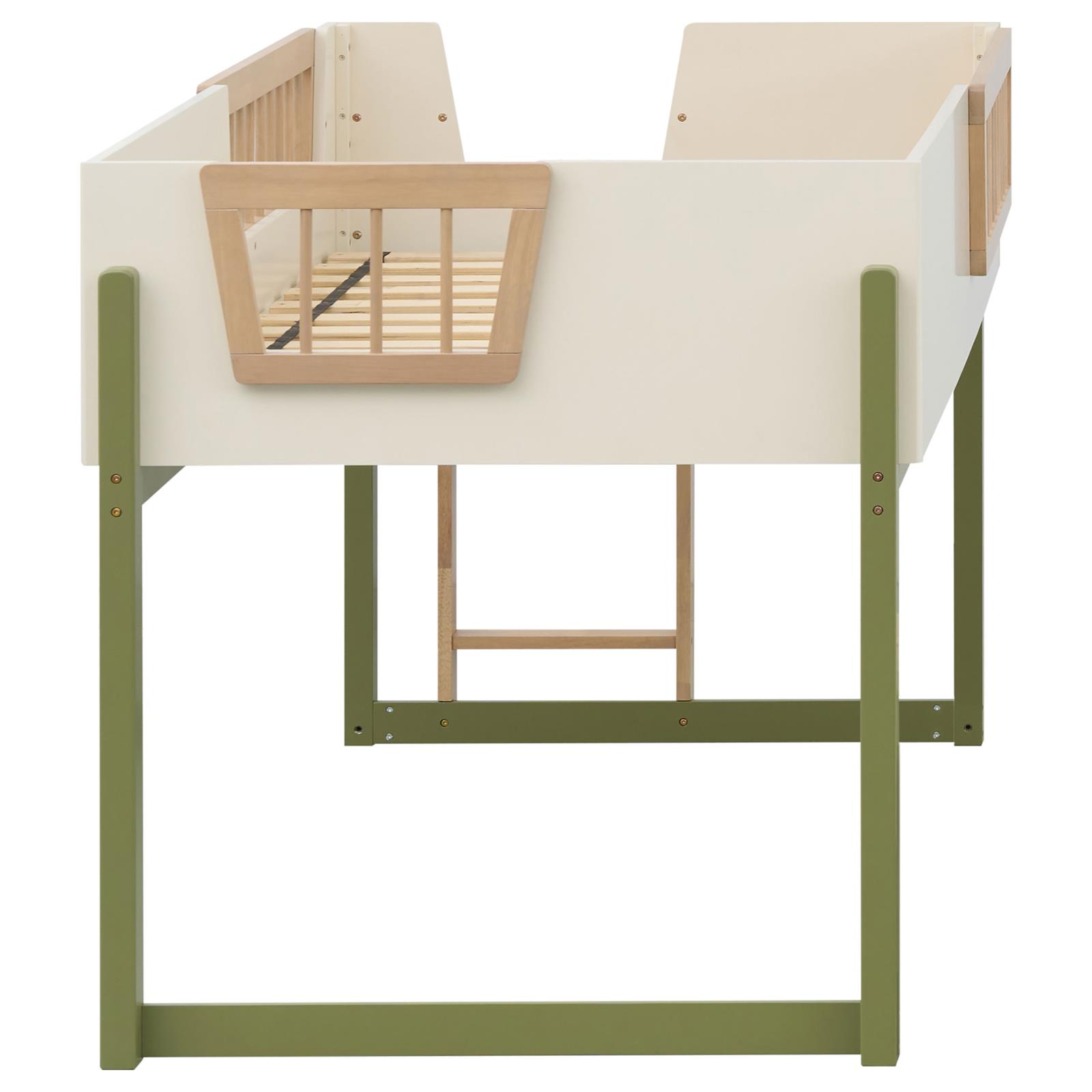 Evren Twin Storage Loft Bed 4-piece Set with Chest and Bookcases Tri-Tone - Image 6