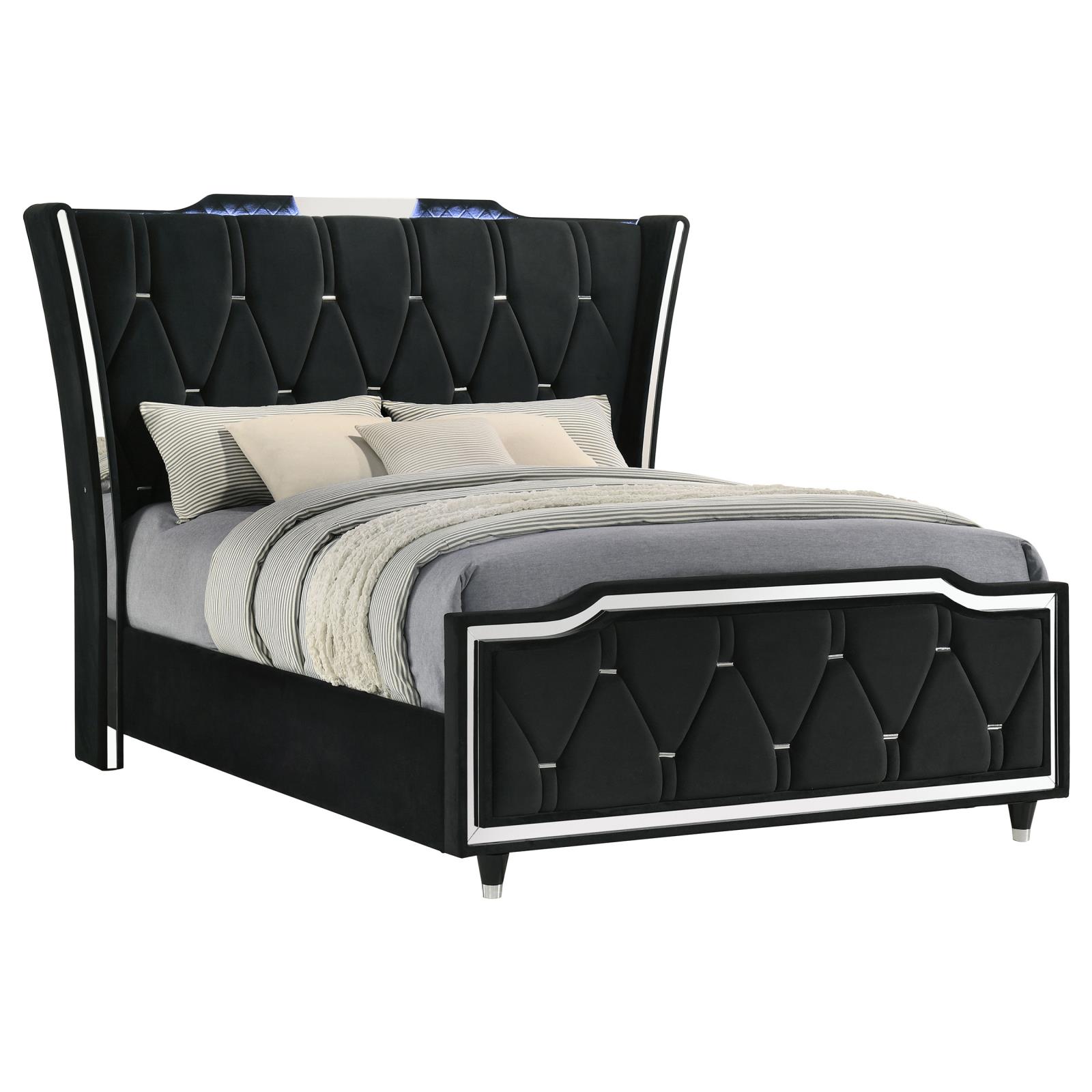Lorient Queen LED Upholstered Wingback Bed - Image 17