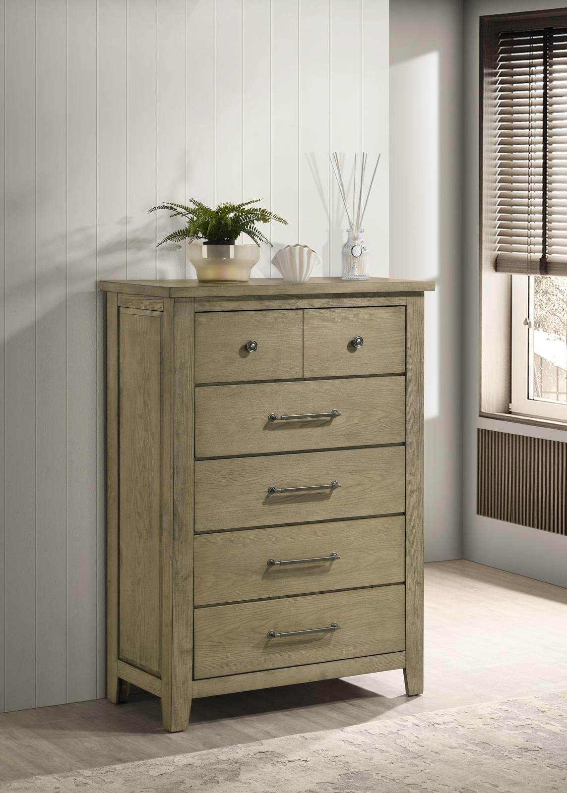 Hazlewood 5-drawer Bedroom Chest of Drawers Vineyard Oak - Image 2