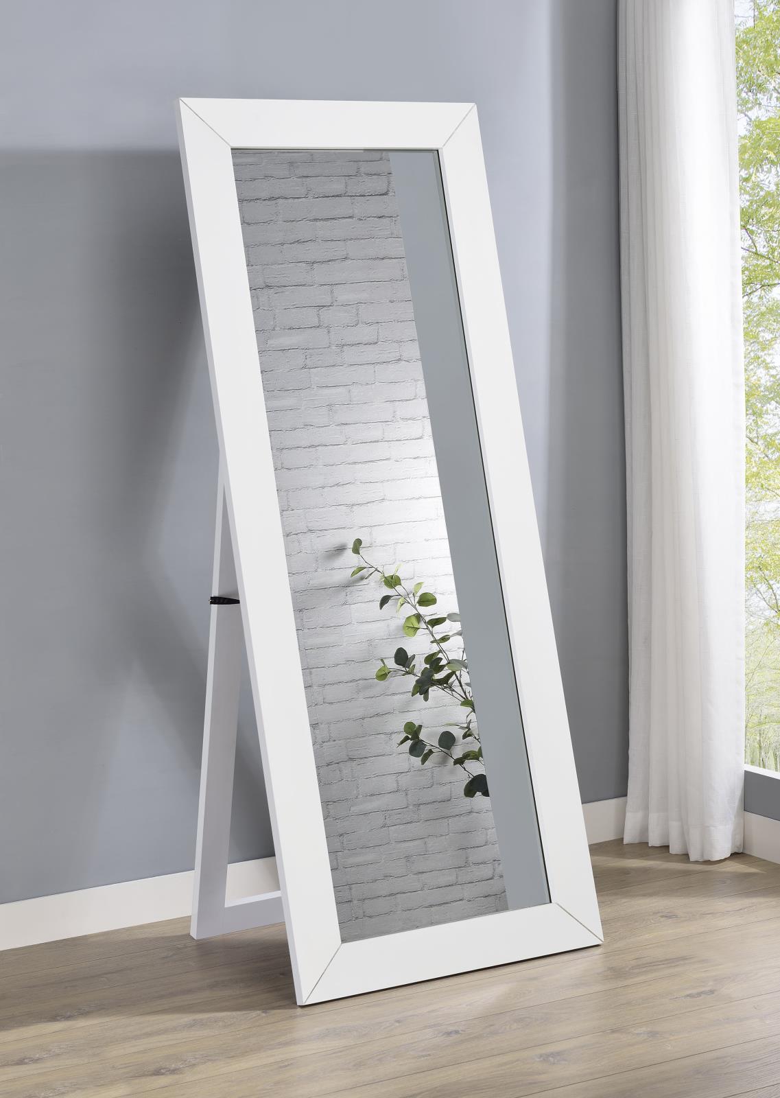 Cadence Tempered Glass Full Length Mirror White High Gloss - Image 2
