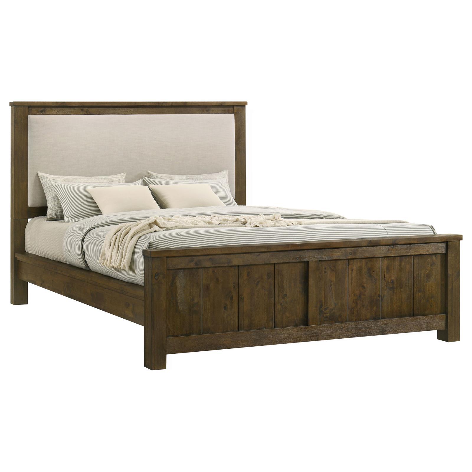 Doherty California King Linen Panel Bed Rustic Brown - Image 3