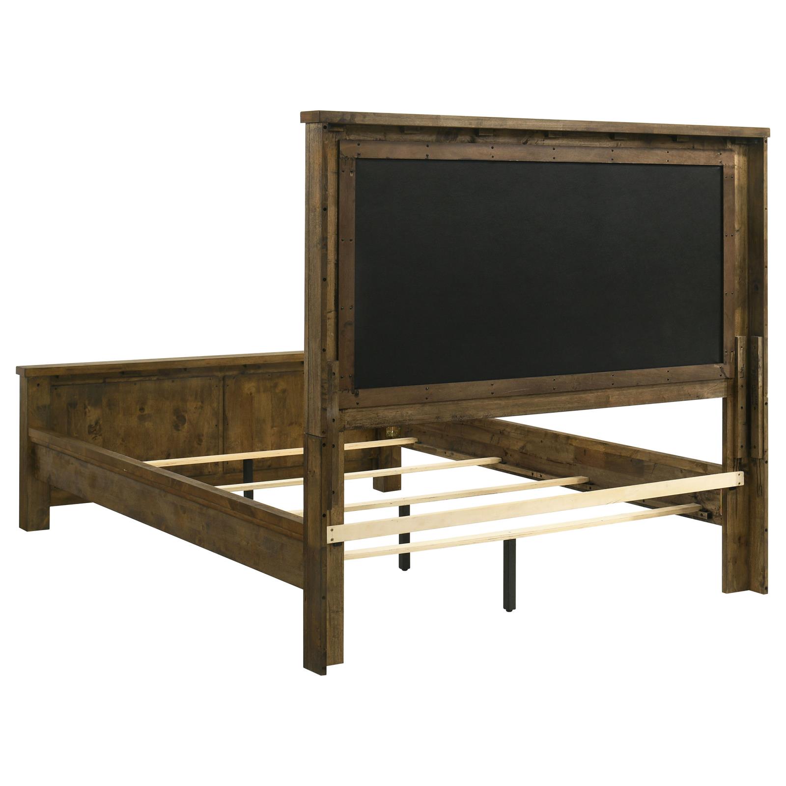 Doherty Queen Linen Upholstered Panel Bed Rustic Brown - Image 5