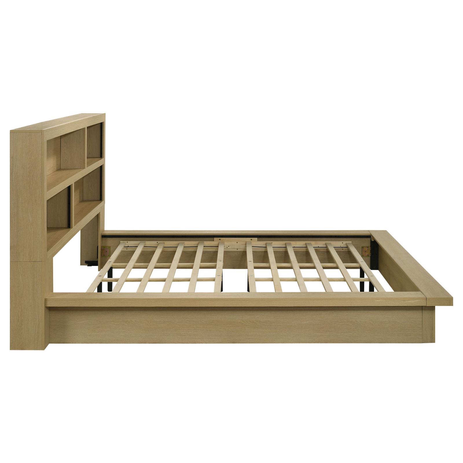 Hendricks Eastern King Bookcase Headboard Platform Bed Light Oak - Image 6