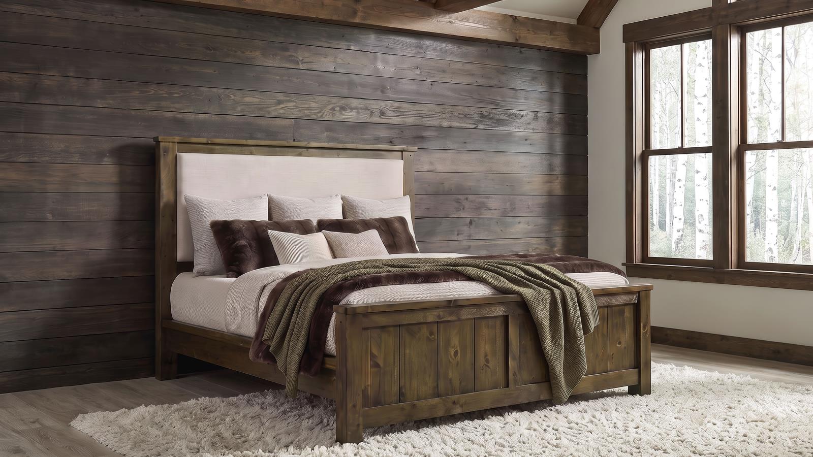 Doherty California King Linen Panel Bed Rustic Brown - Image 2