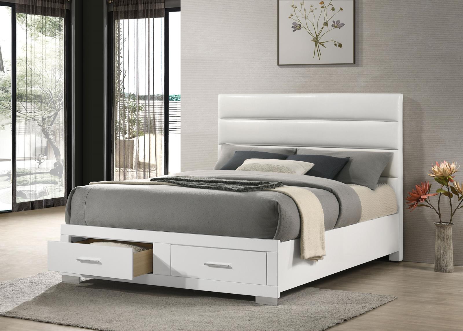Felicity Eastern King Storage Bed White High Gloss - Image 2