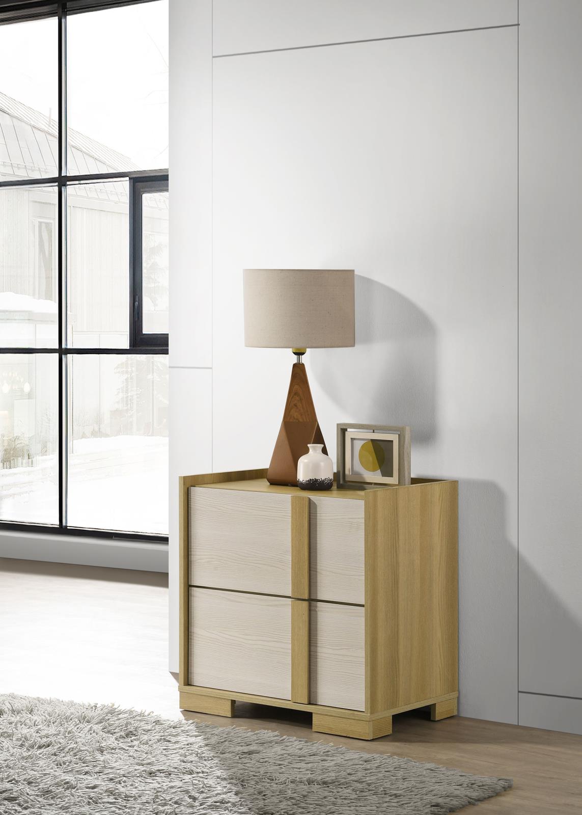Hyland 2-drawer Nightstand Bedside Table Natural - Image 2