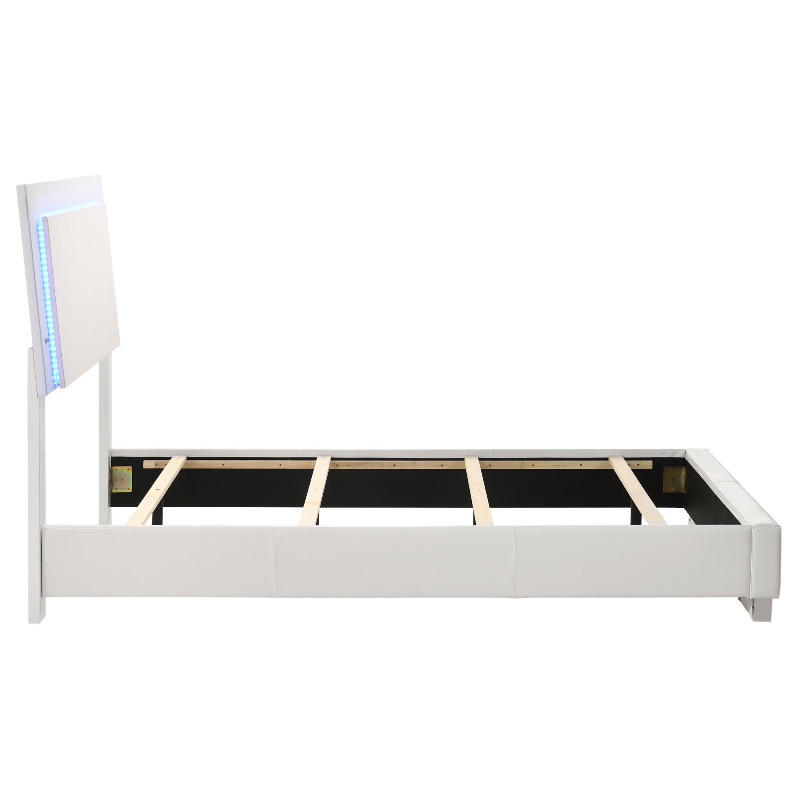 Felicity Wood Twin LED Panel Bed White High Gloss - Image 7