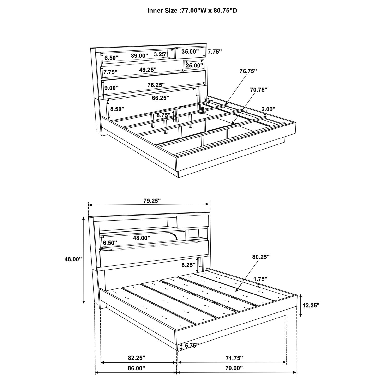 Fenwick Eastern King Bed Bookcase Headboard Grey Oak - Image 12