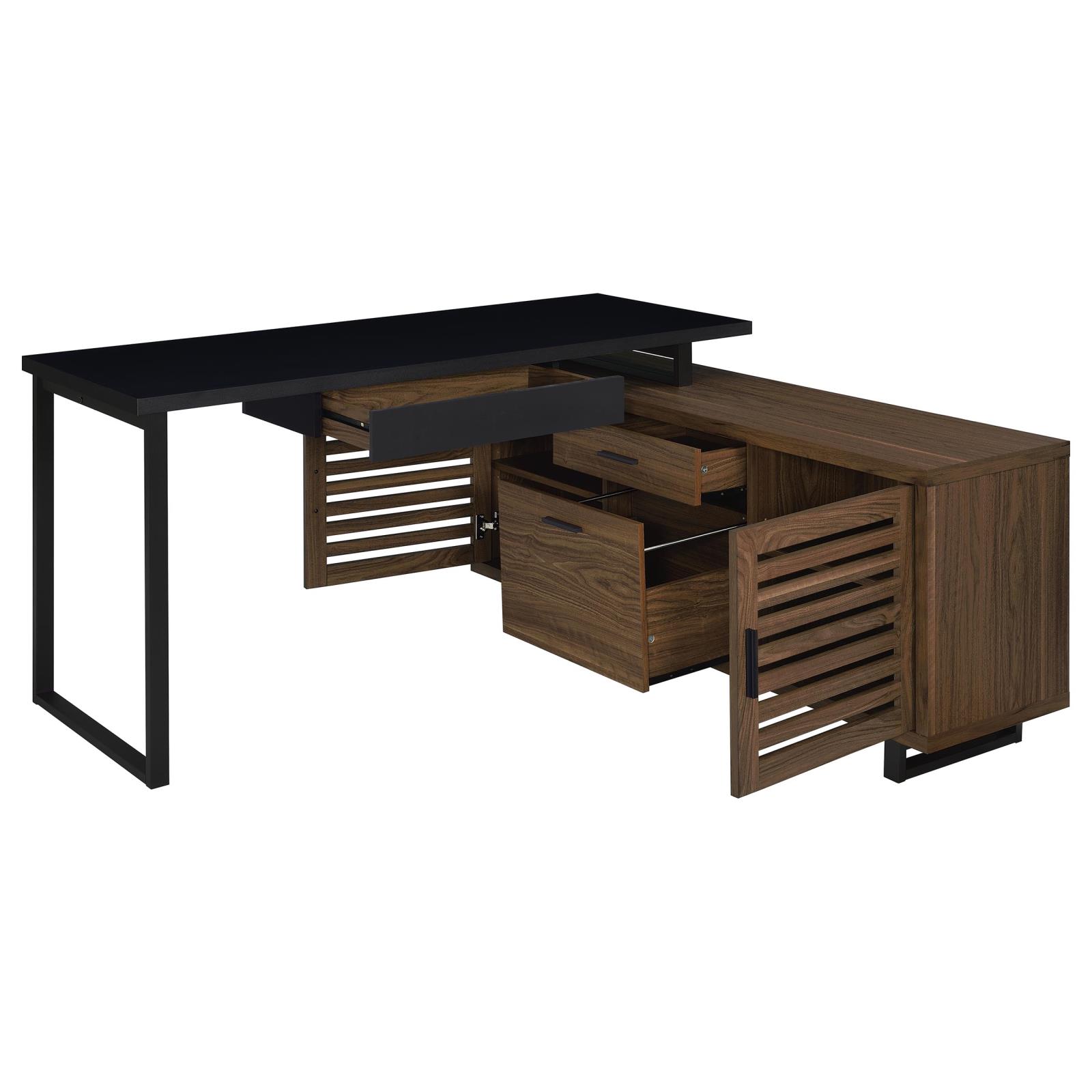 Maddox 60-inch L-Shape Office Computer Desk Black and Walnut - Image 3