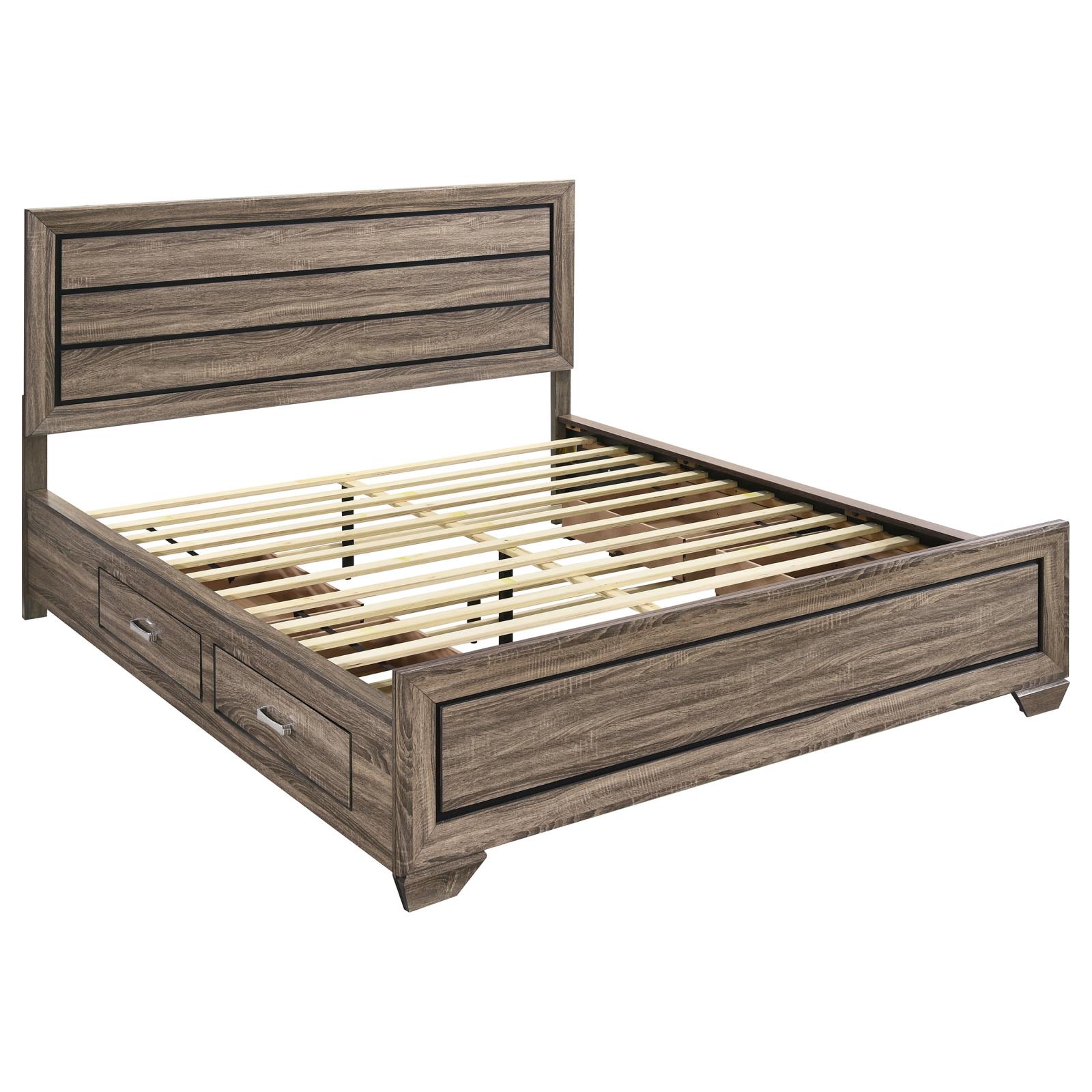 Kauffman Wood California King Storage Panel Bed Washed Taupe - Image 3