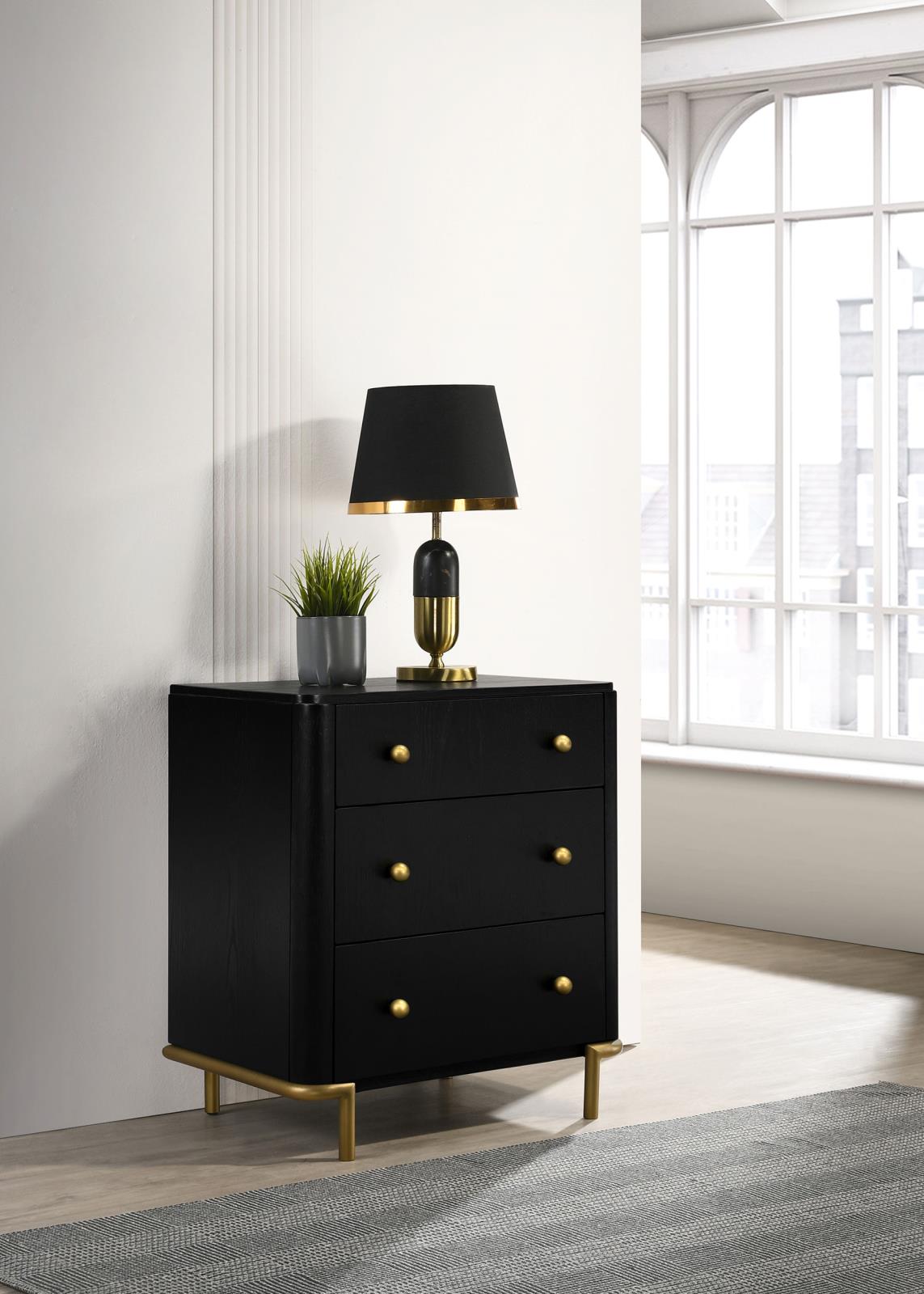 Arini 3-drawer Nightstand Black - Image 2