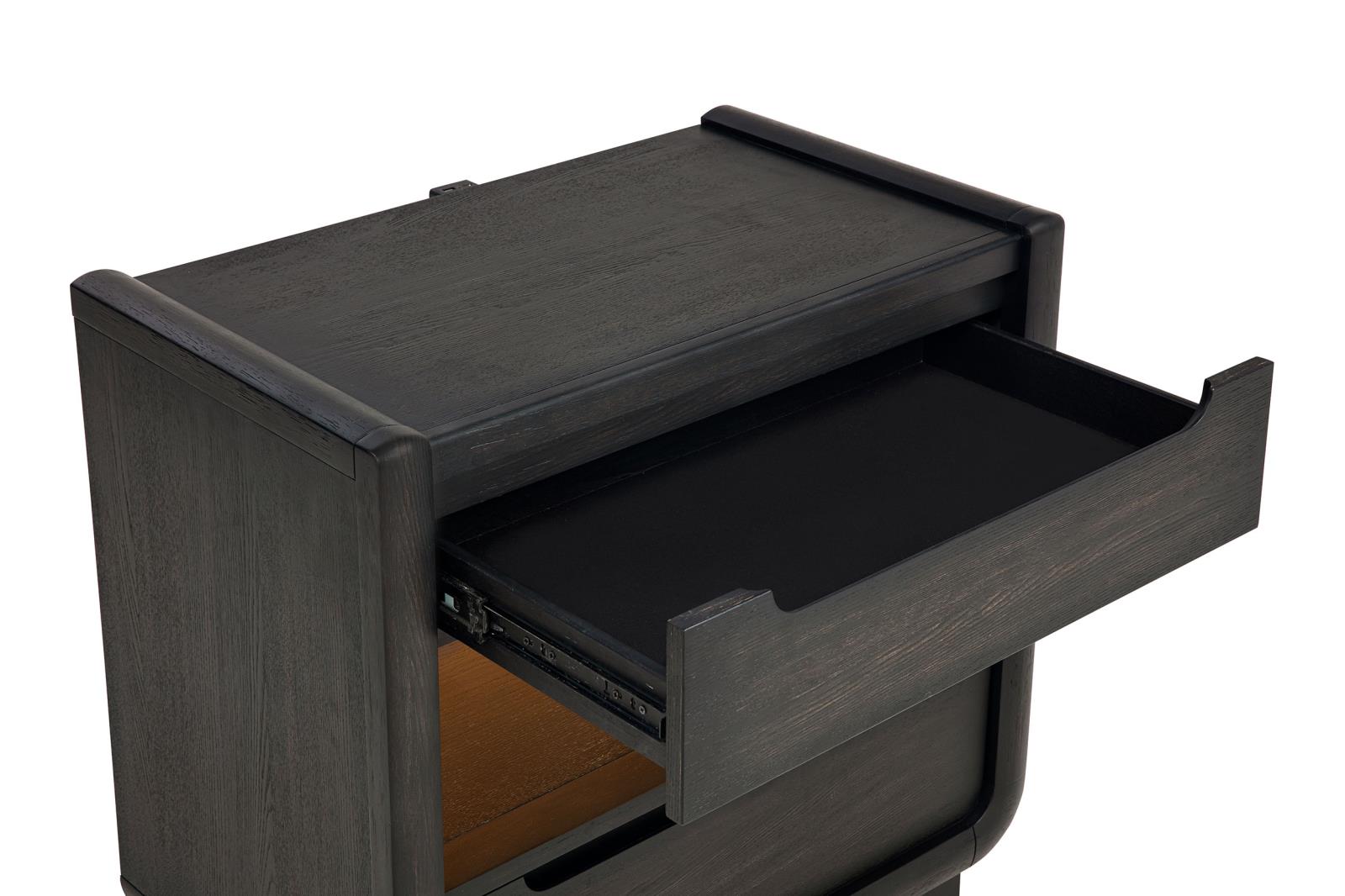 Leandro 2-drawer LED Nightstand with USB Burnished Black - Image 11