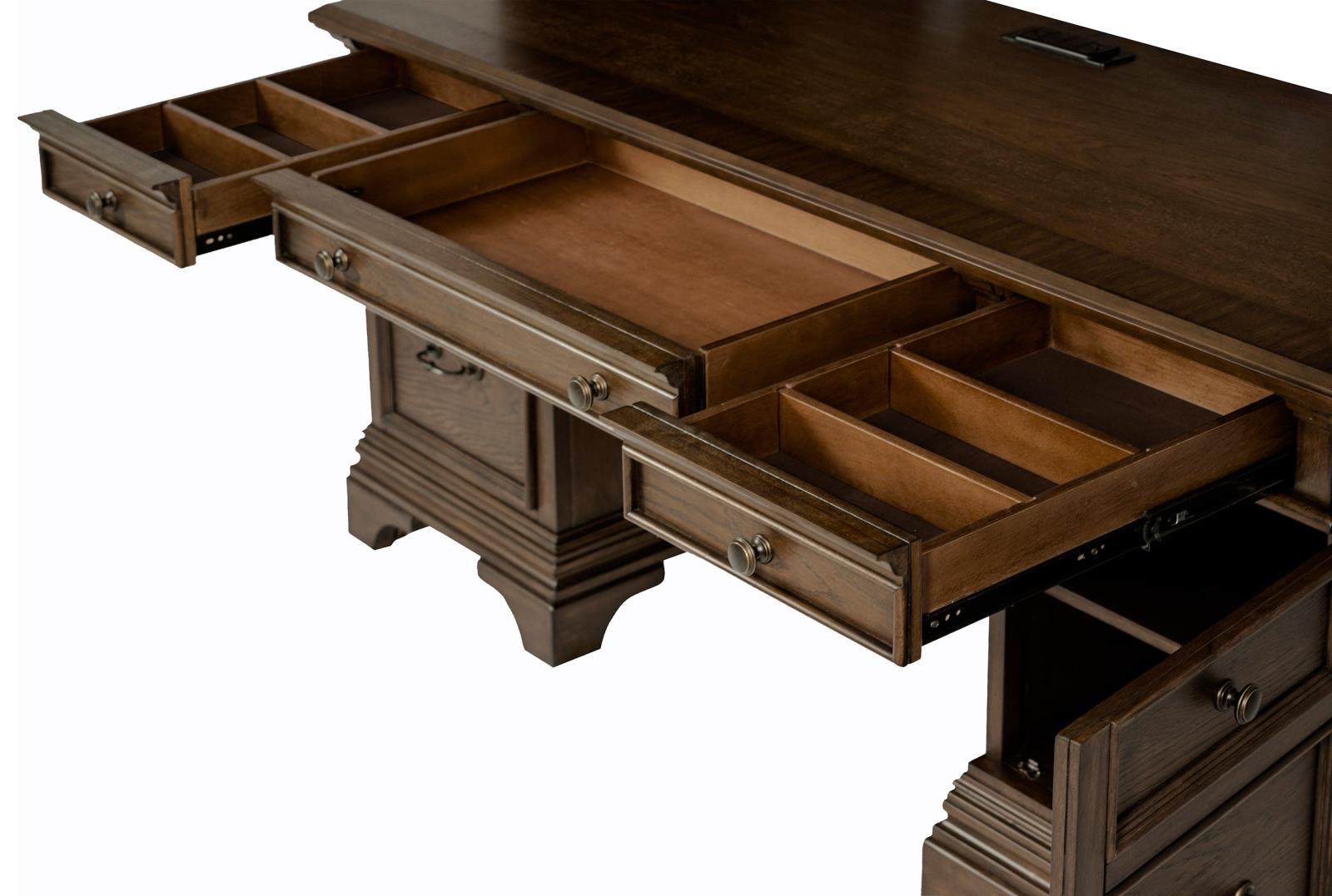 Hartshill 66-inch 5-drawer Credenza Office Desk Burnish Oak - Image 11