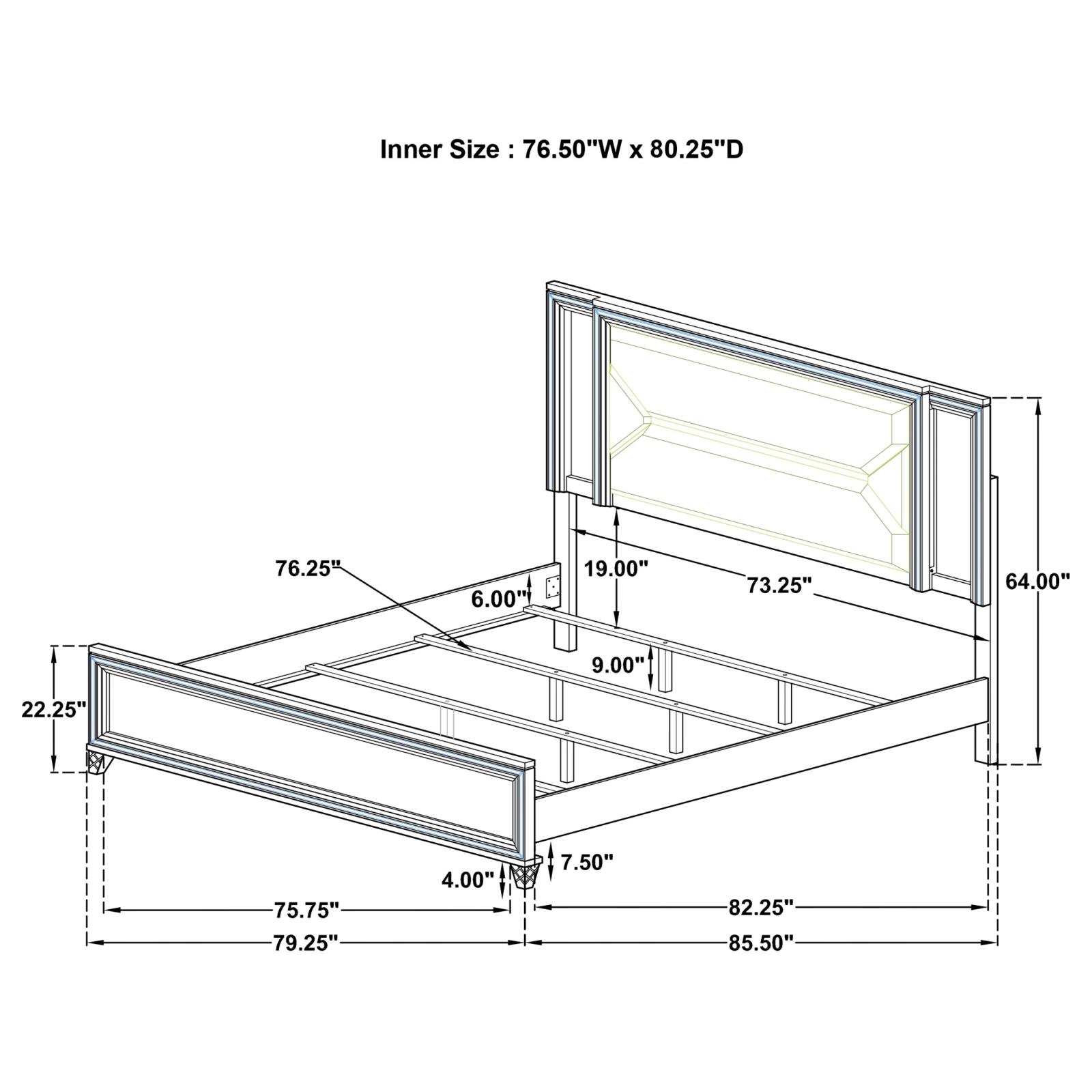 Marmore 64-inch Eastern King Panel Bed LED Headboard White - Image 12