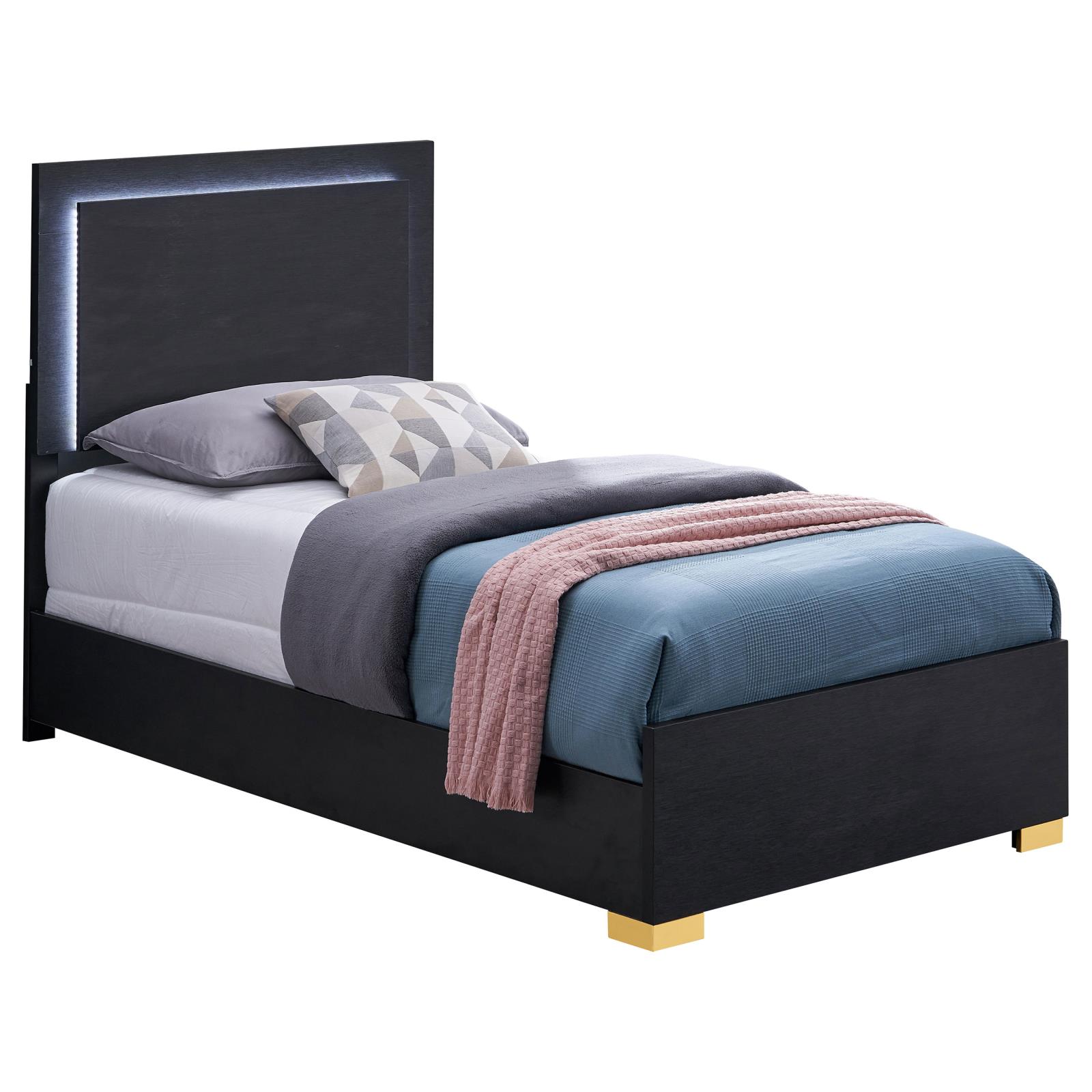 Marceline Wood Twin LED Panel Bed - Image 3
