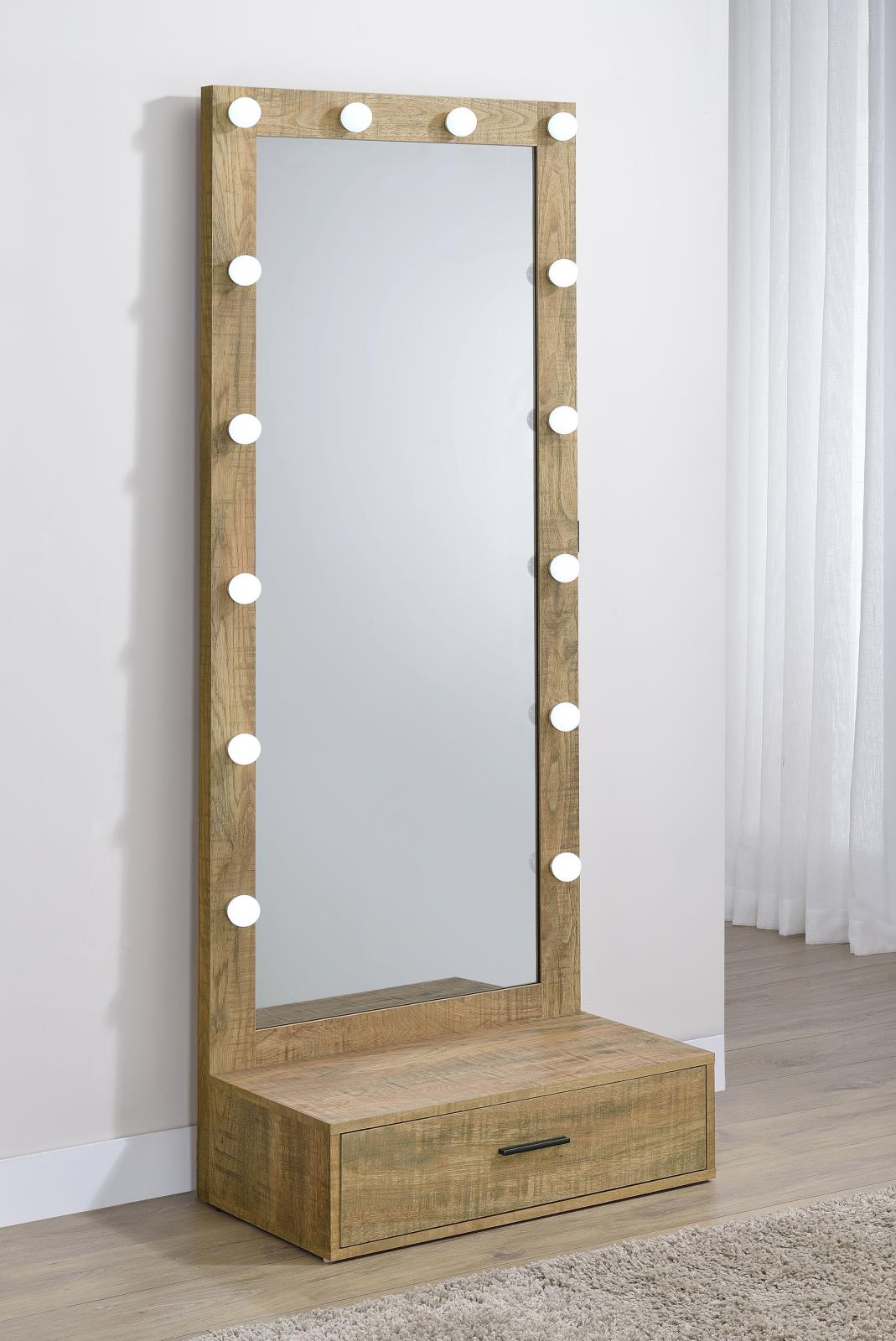 Spector 1-drawer Lighted Full-Length Floor Mirror Mango - Image 3