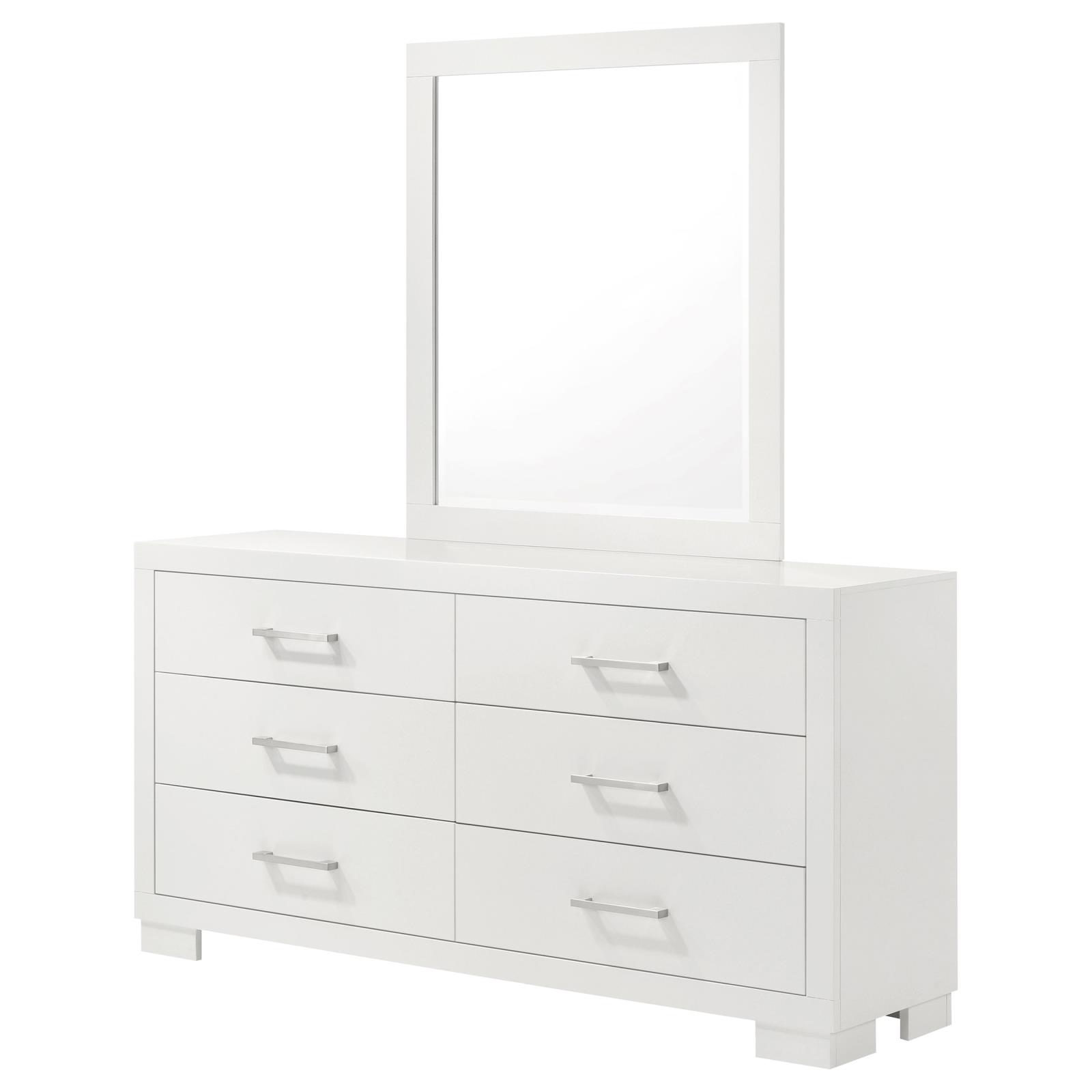 Jessica 6-drawer Dresser with Mirror Snow White - Image 4