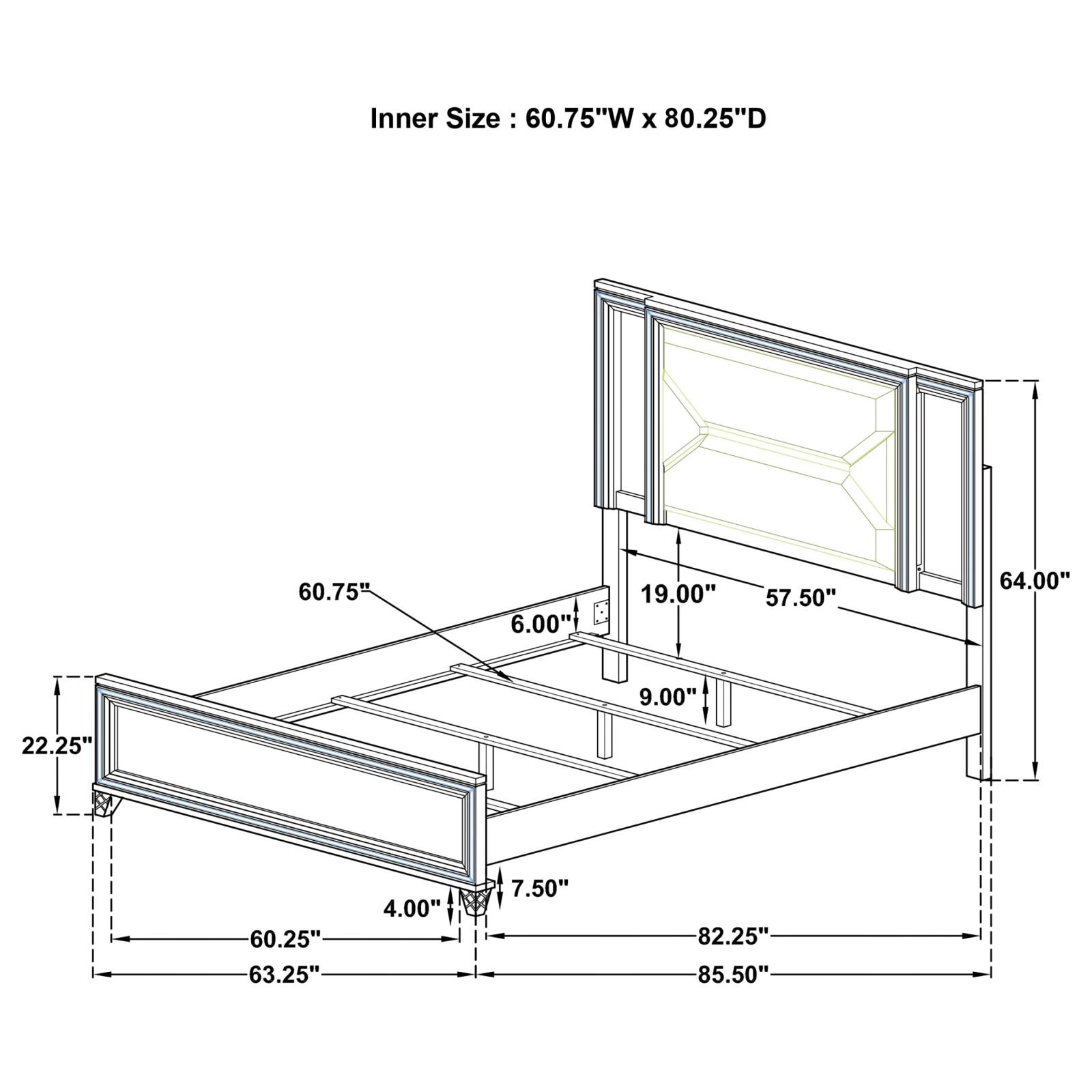 Marmore 64-inch Queen Panel Bed LED Headboard White - Image 10
