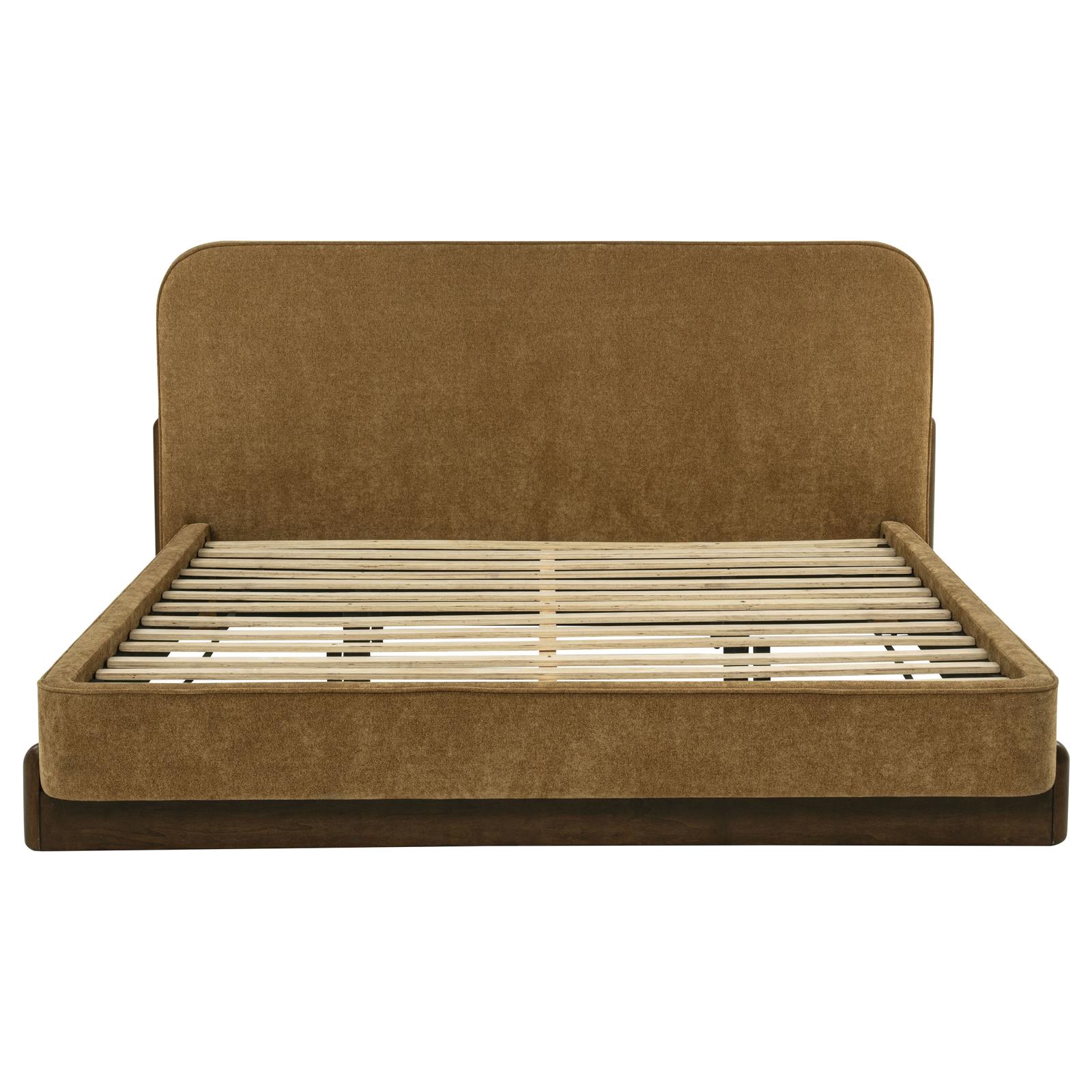 Baldacci Upholstered Eastern King Platform Bed Curry and Walnut - Image 4
