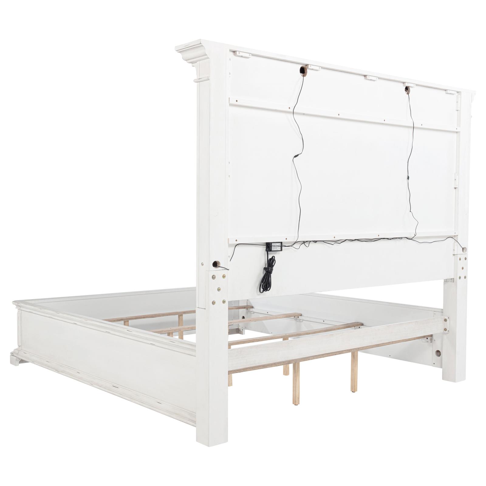 McKinney Queen LED Light Panel Bed Vintage White - Image 5