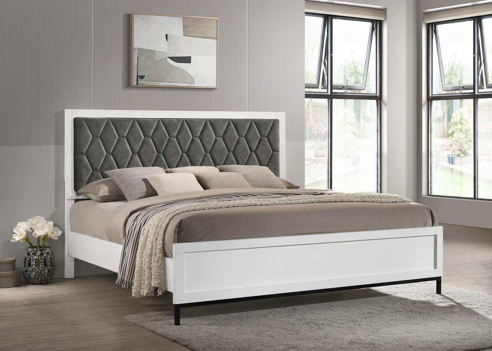 Sonora Eastern King Upholstered Panel Bed White - Image 2
