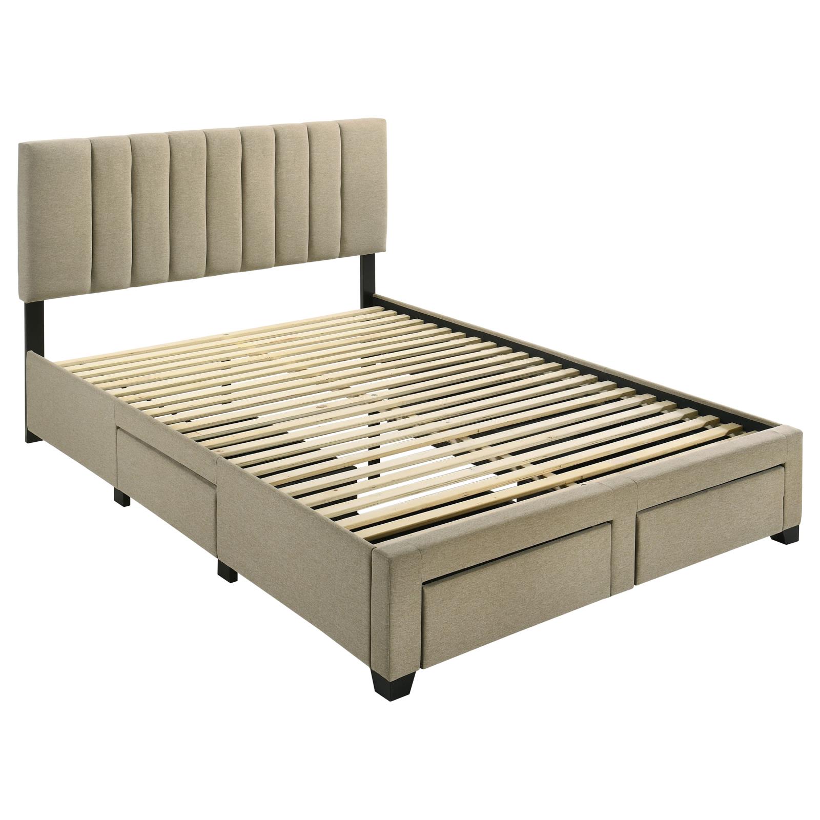 Wheatland 4-drawer Upholstered Queen Storage Bed Light Brown - Image 3