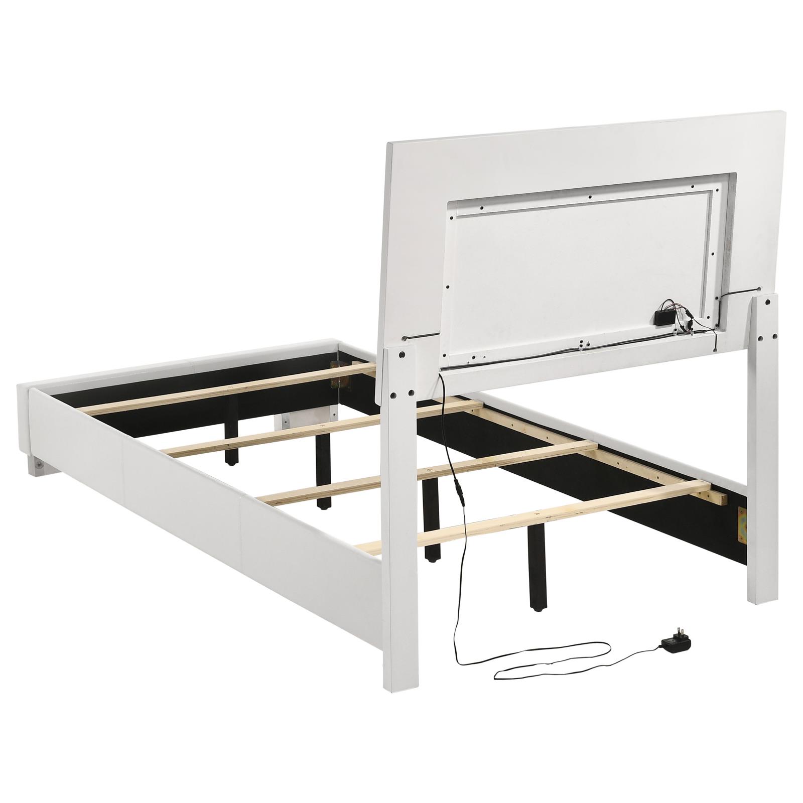 Felicity Wood Twin LED Panel Bed White High Gloss - Image 5