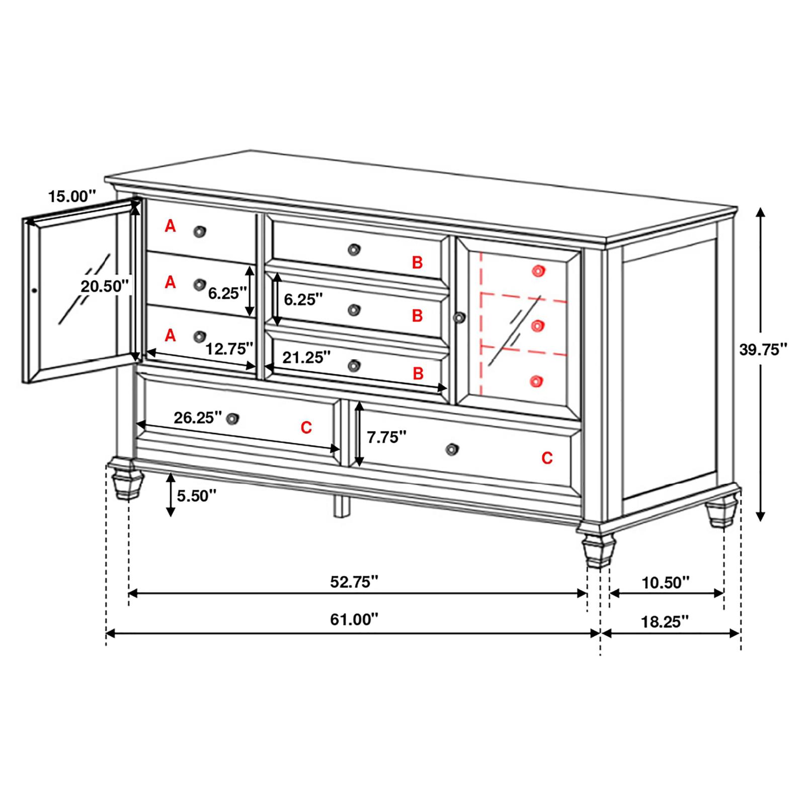 Sandy Beach 11-drawer Dresser Cream White - Image 11