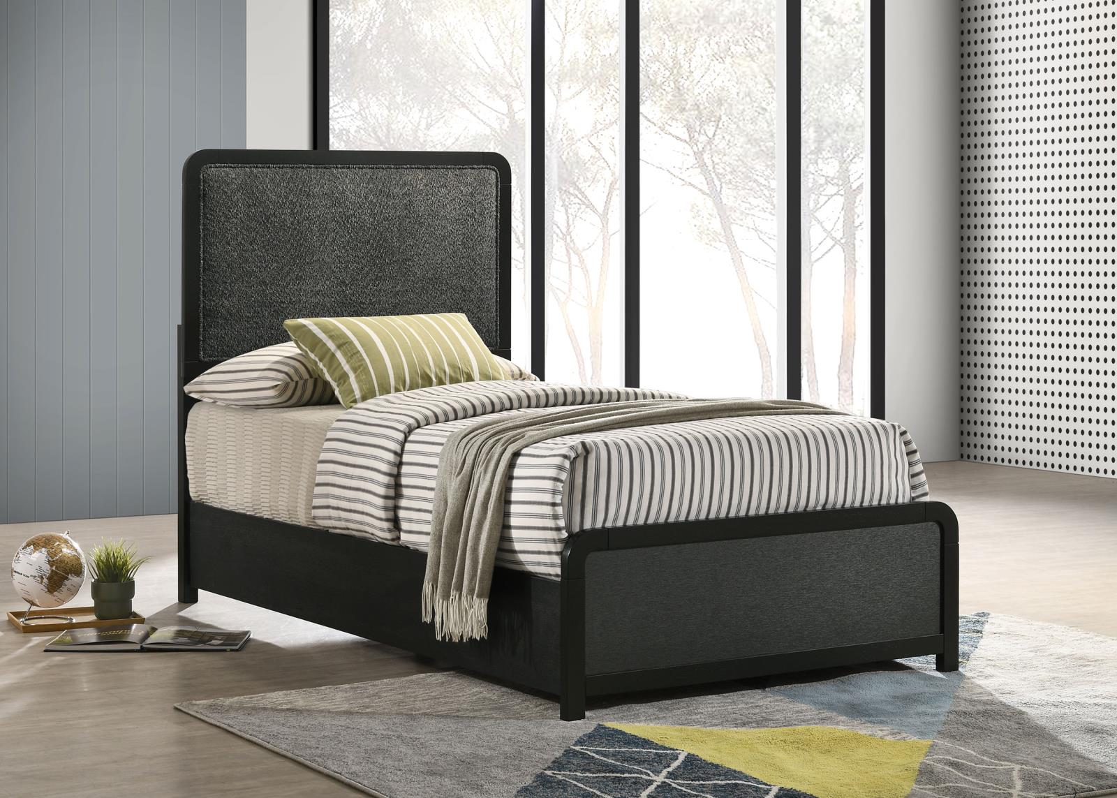 Cavelle 51-inch Upholstered Twin Panel Bed Black - Image 2