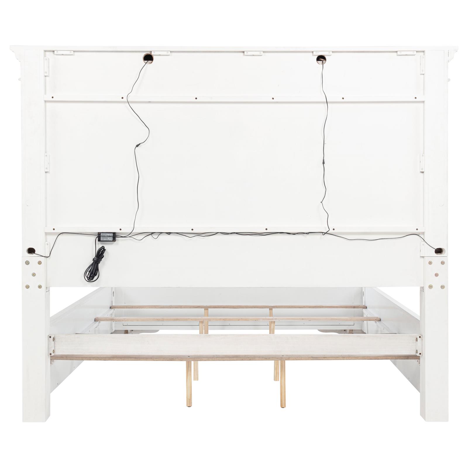 McKinney Queen LED Light Panel Bed Vintage White - Image 6