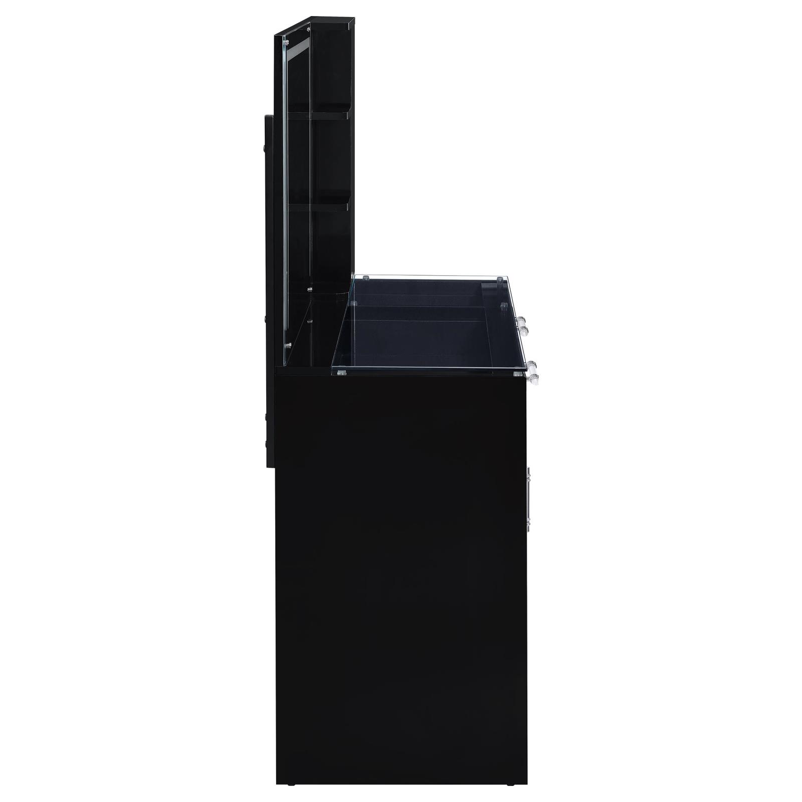 Flora 2-drawer Vanity Set with LED Mirror Black High Gloss - Image 12