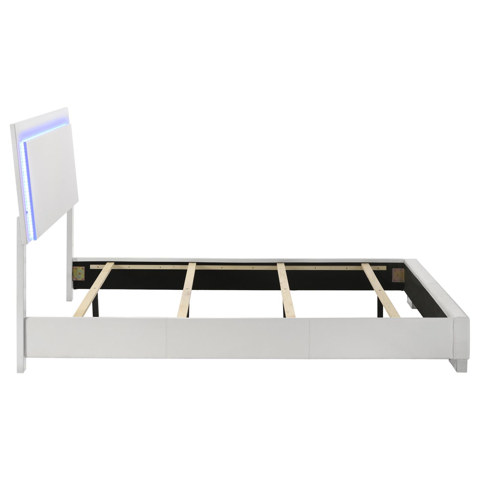Felicity Wood Queen LED Panel Bed White High Gloss - Image 6