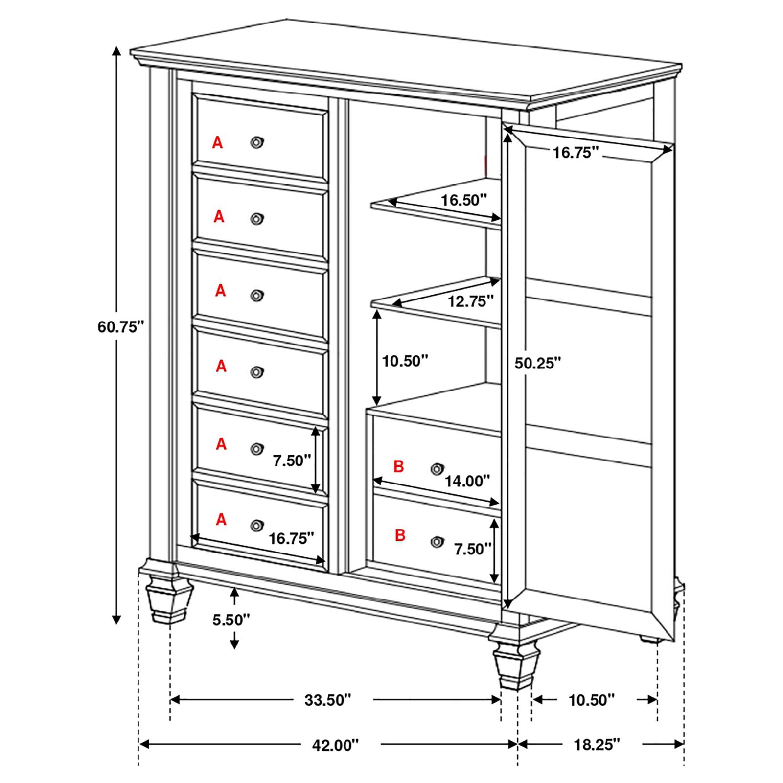 Sandy Beach 8-drawer Door Chest Cream White - Image 11