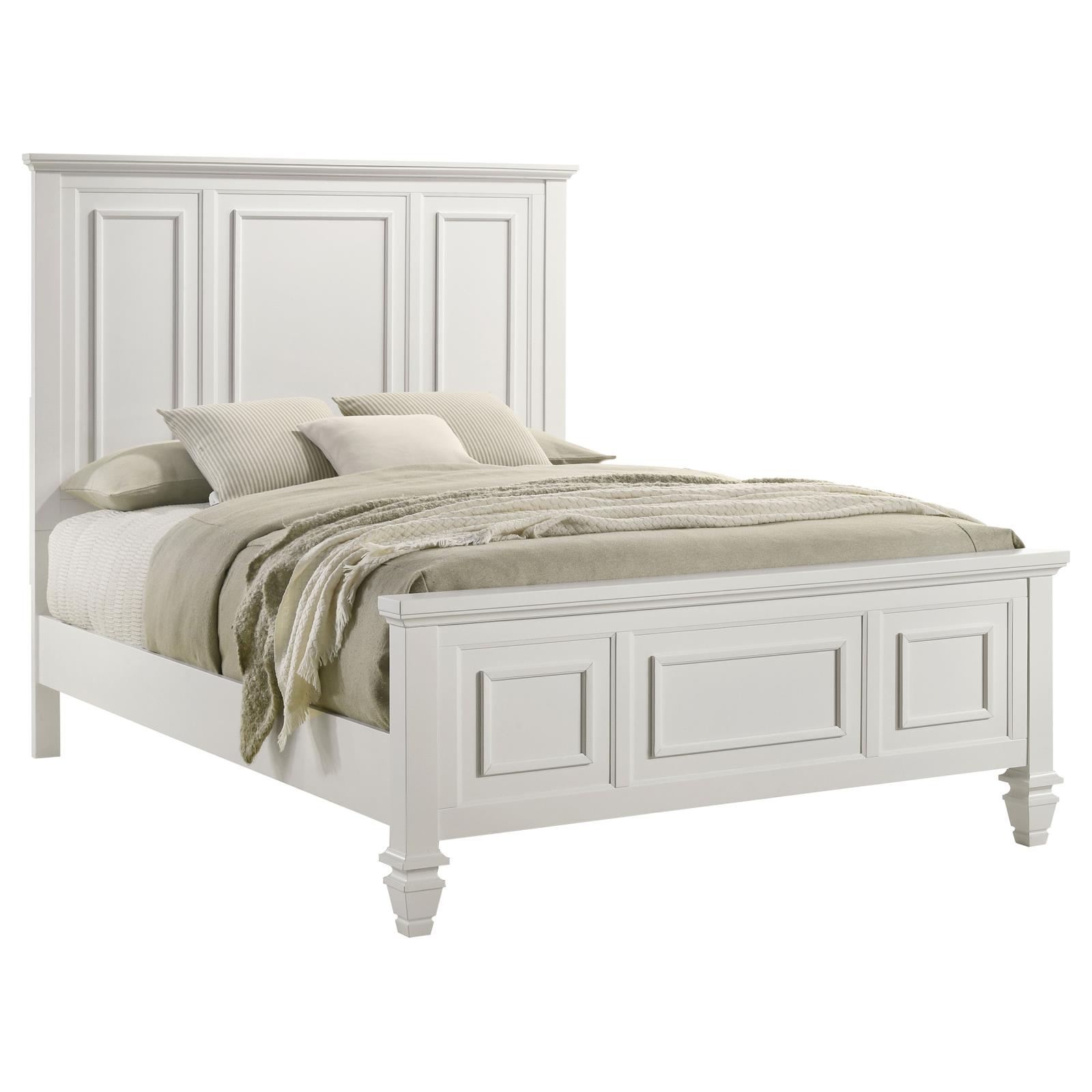 Sandy Beach Wood Queen Panel Bed Cream White - Image 3