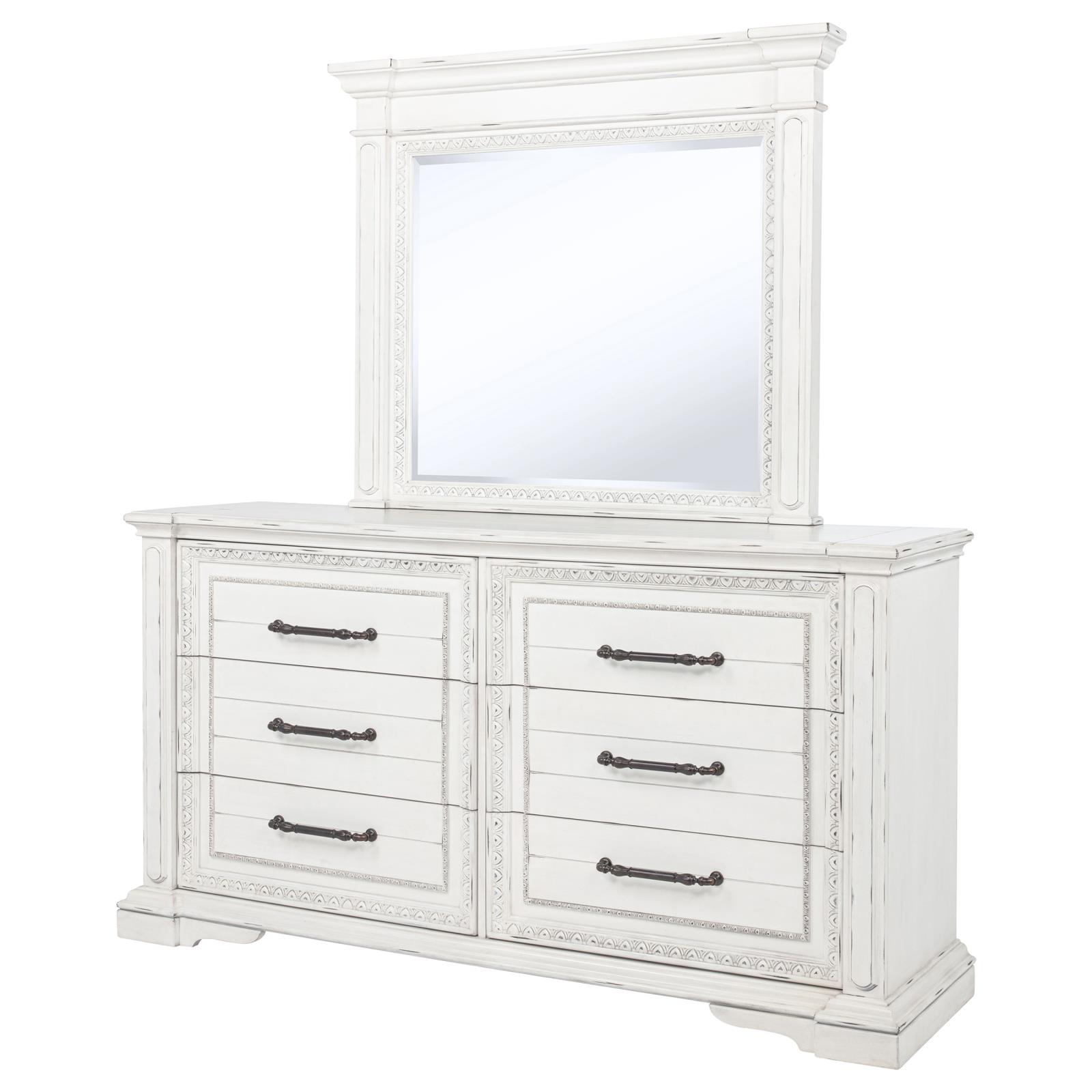 McKinney 6-drawer Bedroom Dresser with Mirror Vintage White - Image 4