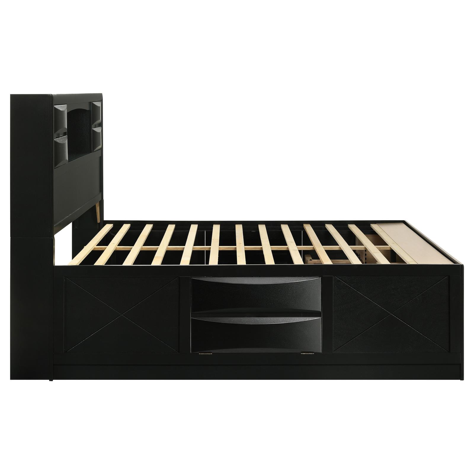 Briana Wood California King Storage Bookcase Bed Black - Image 6