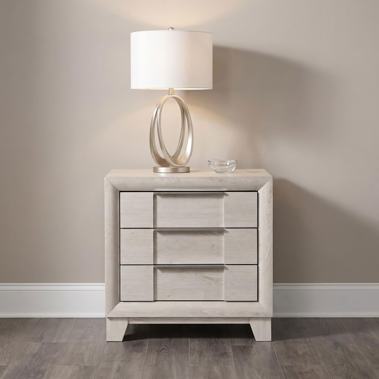 Farre 2-drawer Nightstand Bedside Table Washed Grey - Image 2