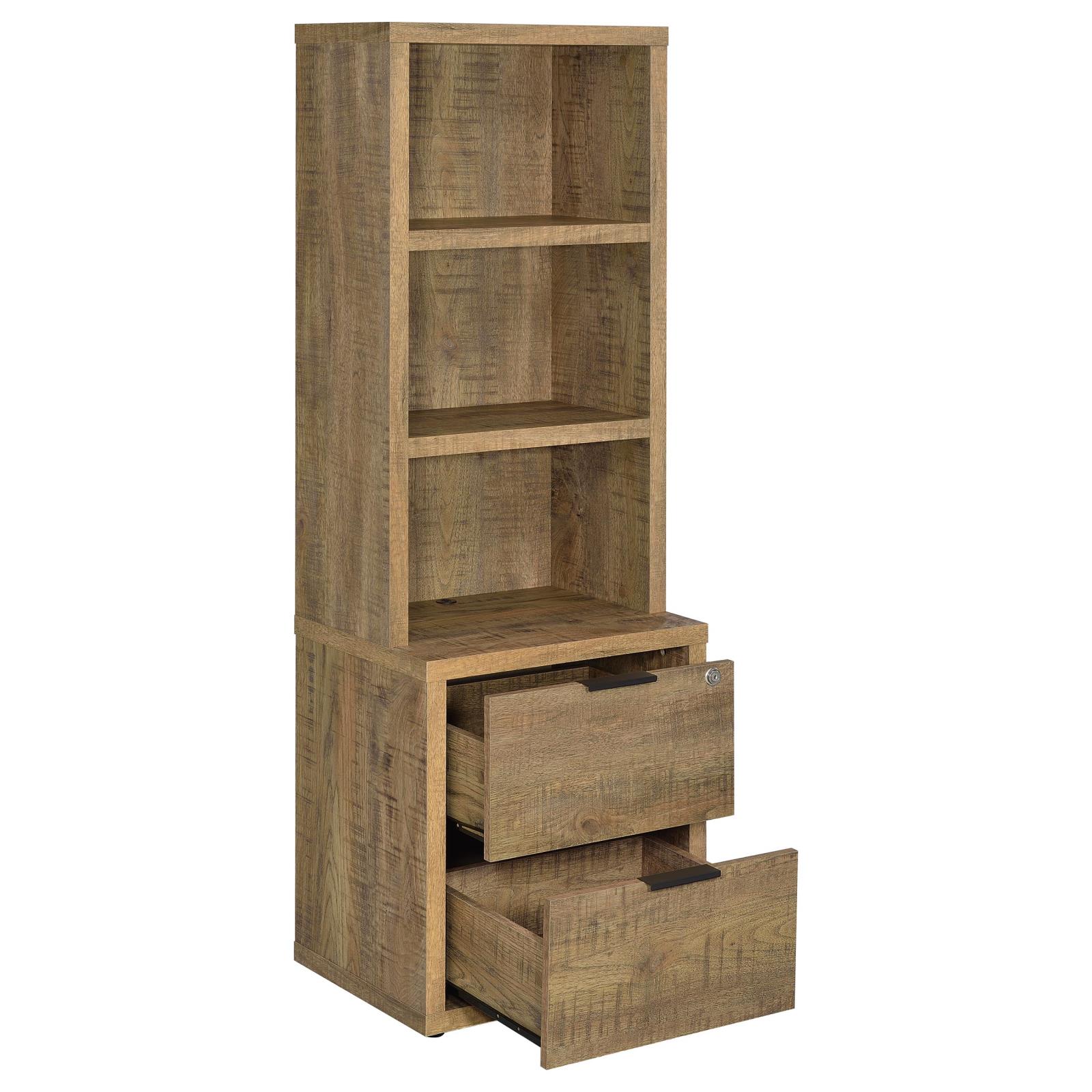Westpark 3-shelf Bookcase USB and Lockable Drawer Mango - Image 3