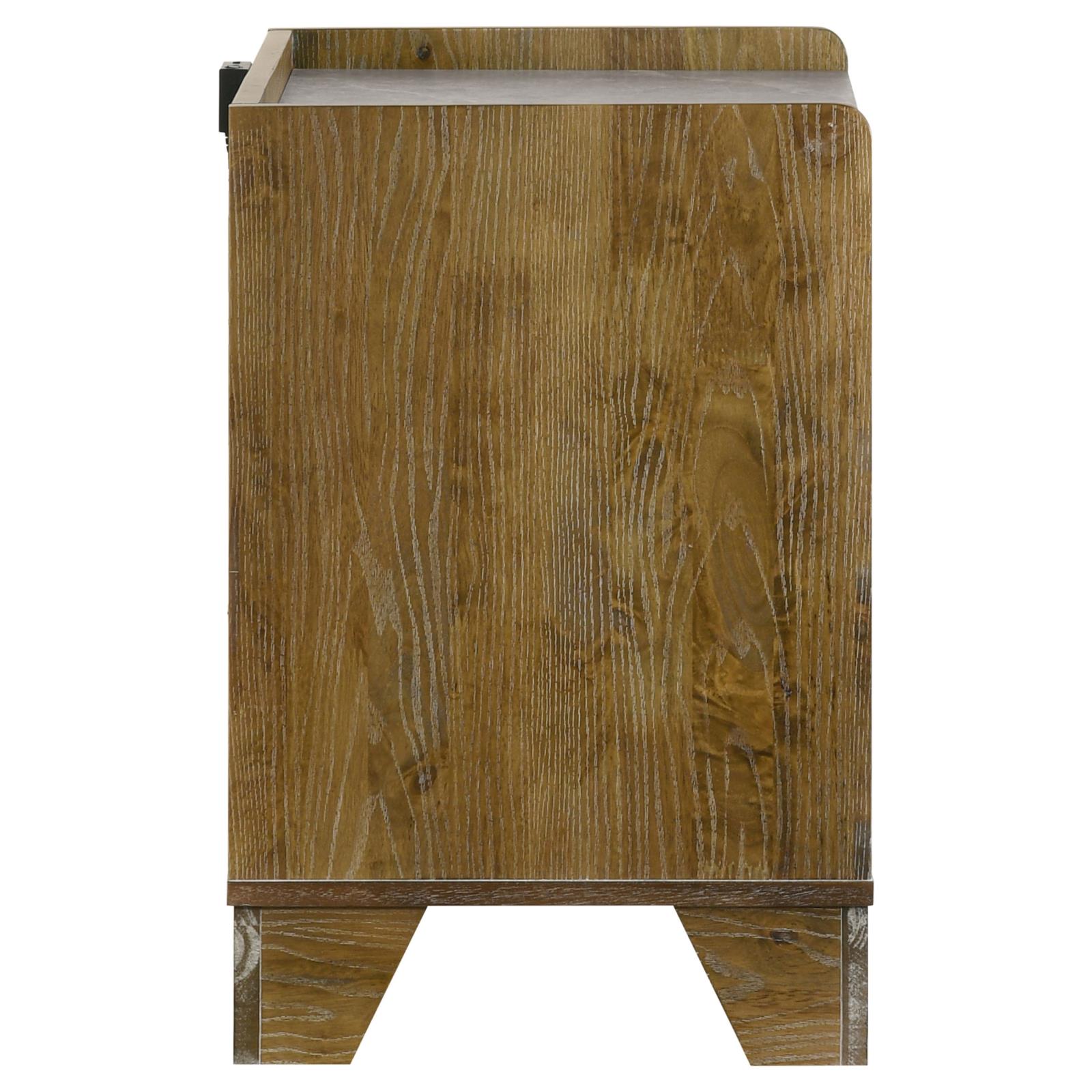 Henderson 1-drawer LED Nightstand Bedside Table Medium Oak - Image 6