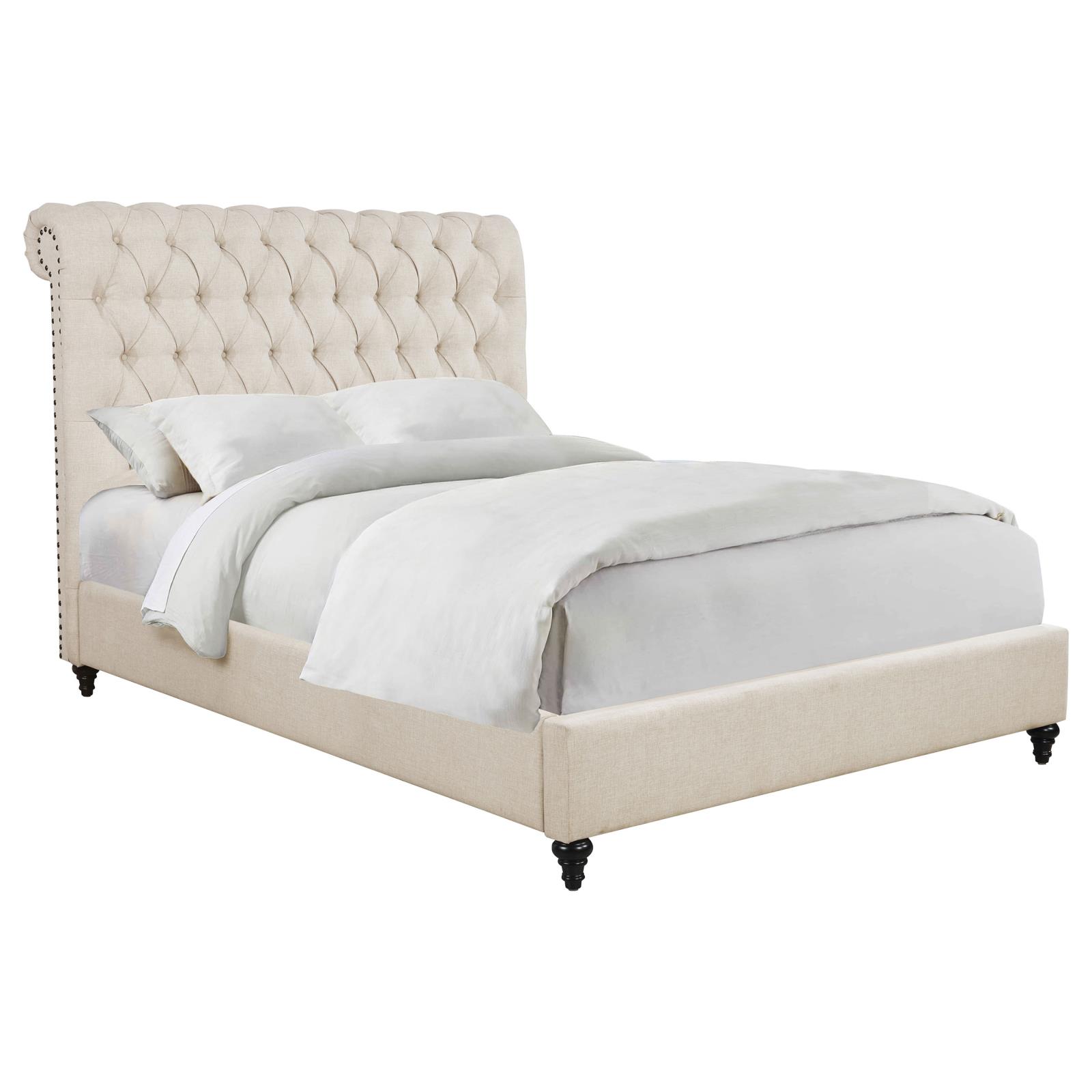 Devon 57-inch Upholstered California King Panel Bed Beige - Image 3