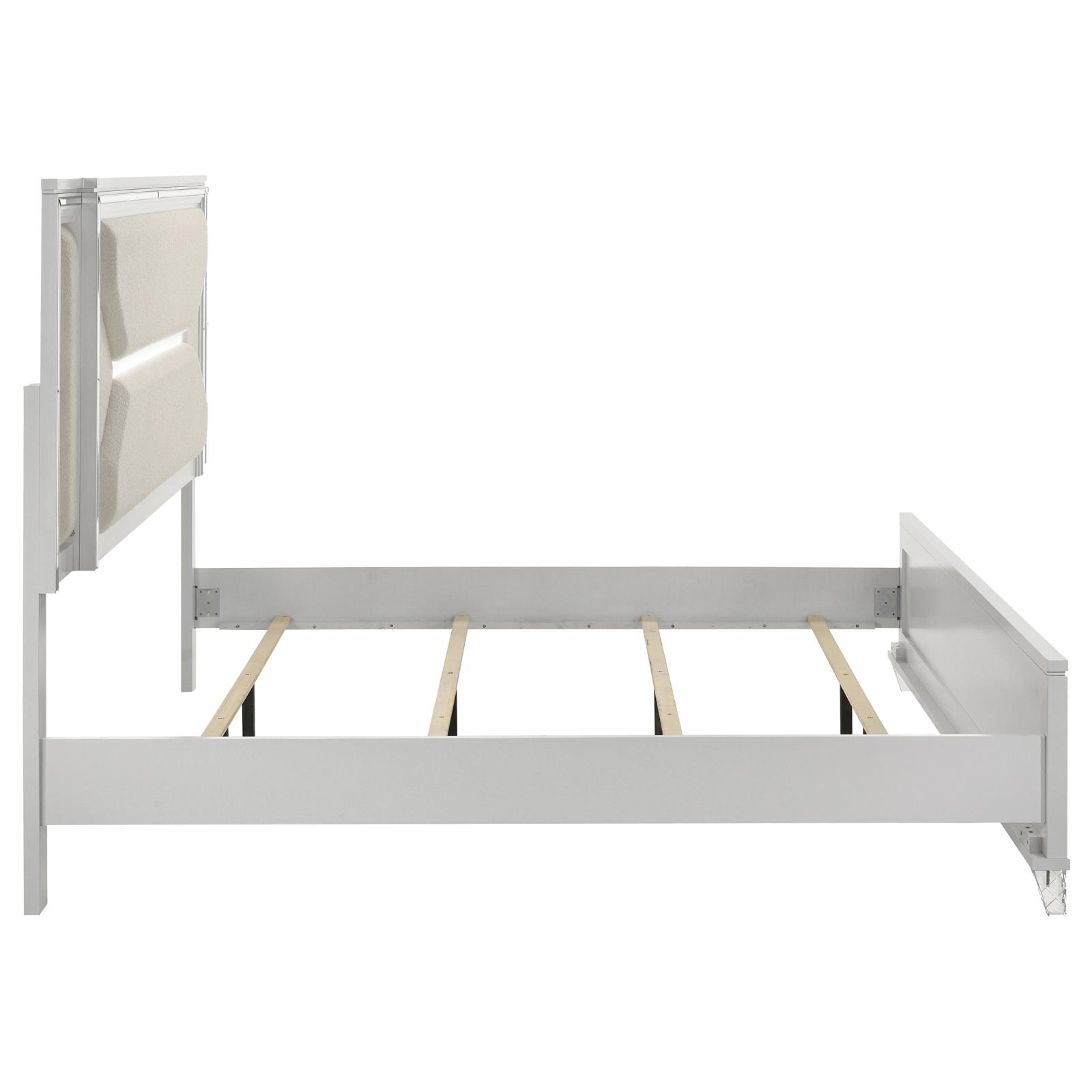 Marmore 64-inch Eastern King Panel Bed LED Headboard White - Image 6