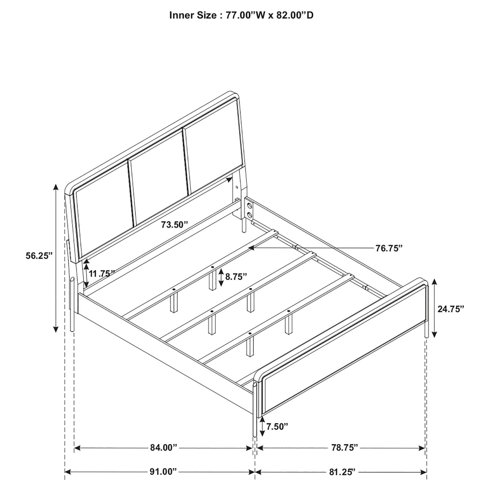 Arini Upholstered Eastern King Panel Bed Black and Grey - Image 10